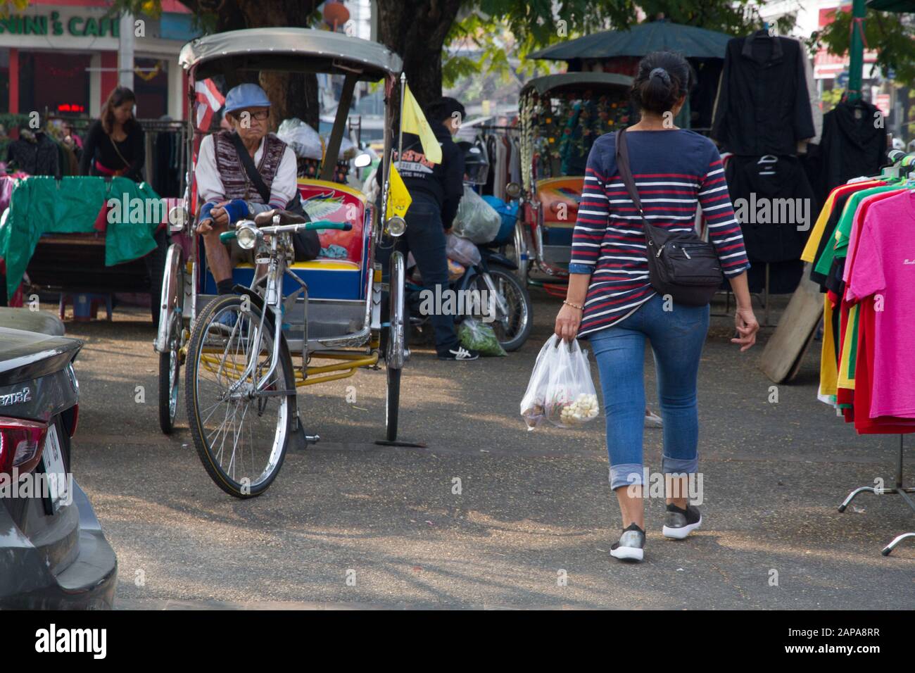 Taxi Fahrrad Rickshaw traditionelle Transportfahrzeuge, Chiang Mai Thailand Stockfoto
