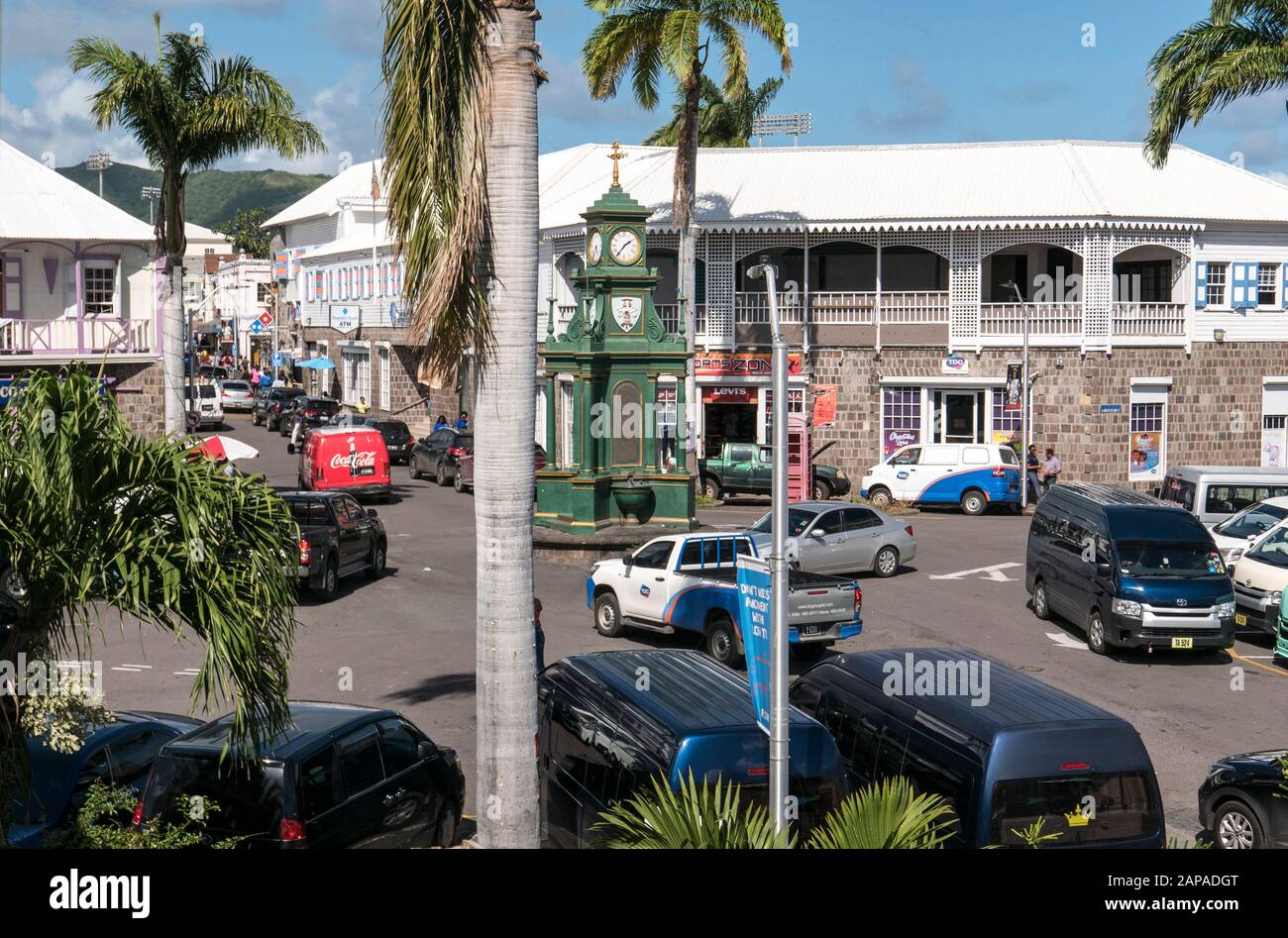 Stadtzentrum Basseterre in St. Kitts in der Karibik Stockfoto
