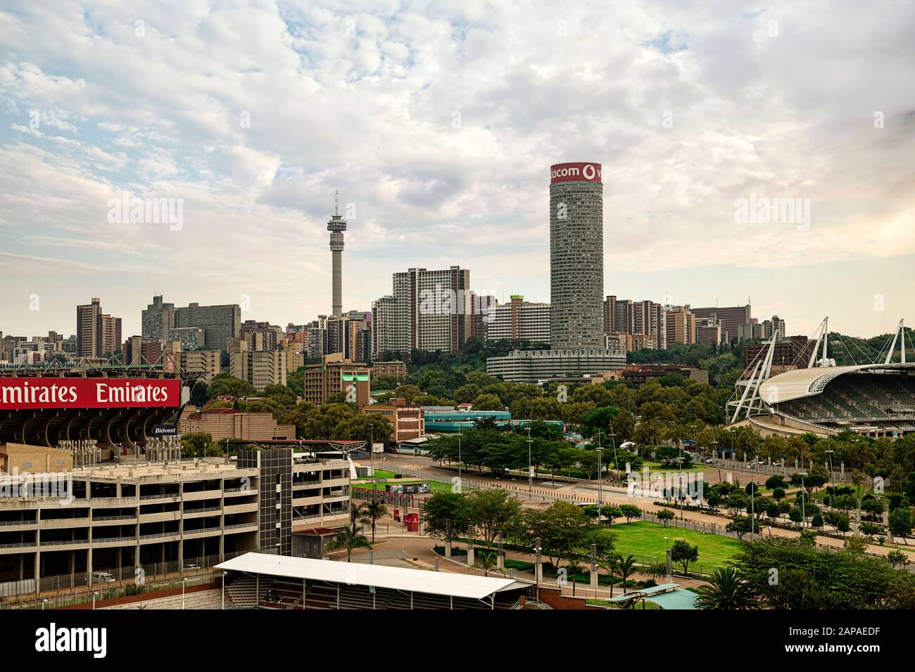 Blick auf die Skyline von Johannesburg Stockfoto