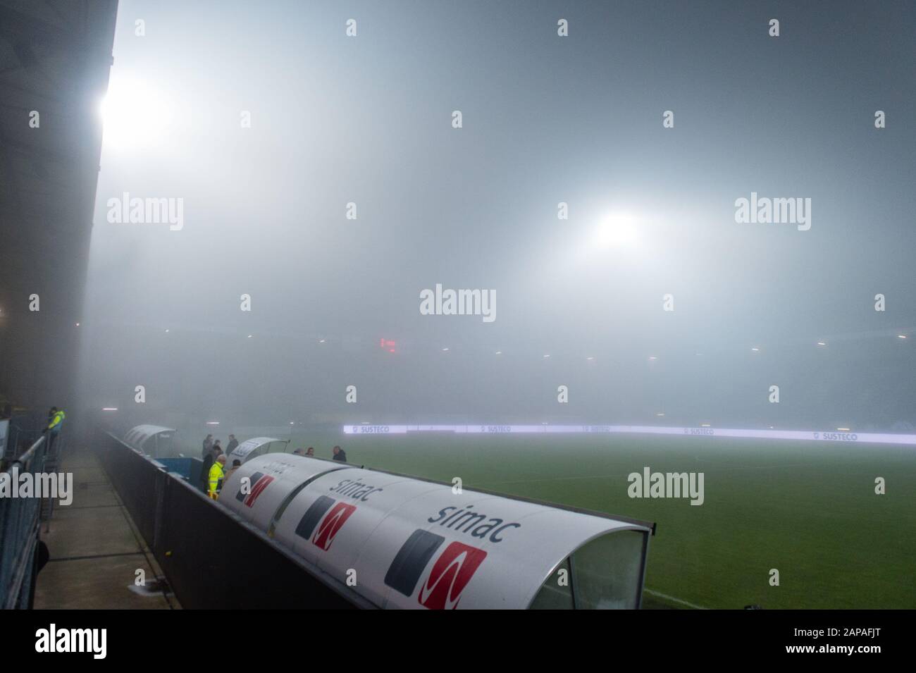 21. januar 2020 Sittard, Niederlande Fußball Fortuna Sittard - Feyenoord Fog in Sittard Soccer KNVB Beker Saison 2019-2020 Stockfoto