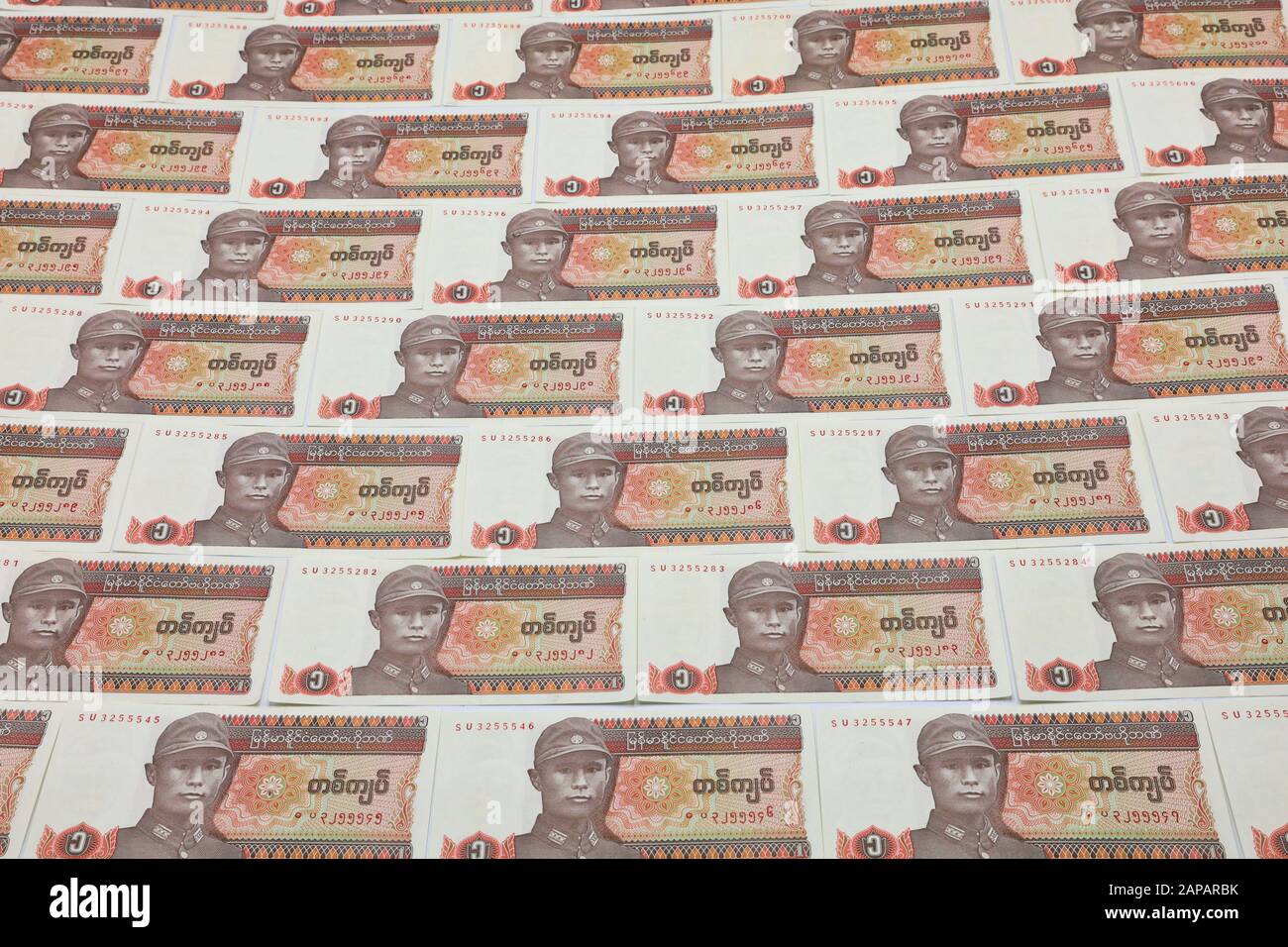 Mandalay/MYANMAR - 7. Januar 2020: Myanmar Kyats Banknote, Money, Kyat Currency in Myanmar. Stockfoto