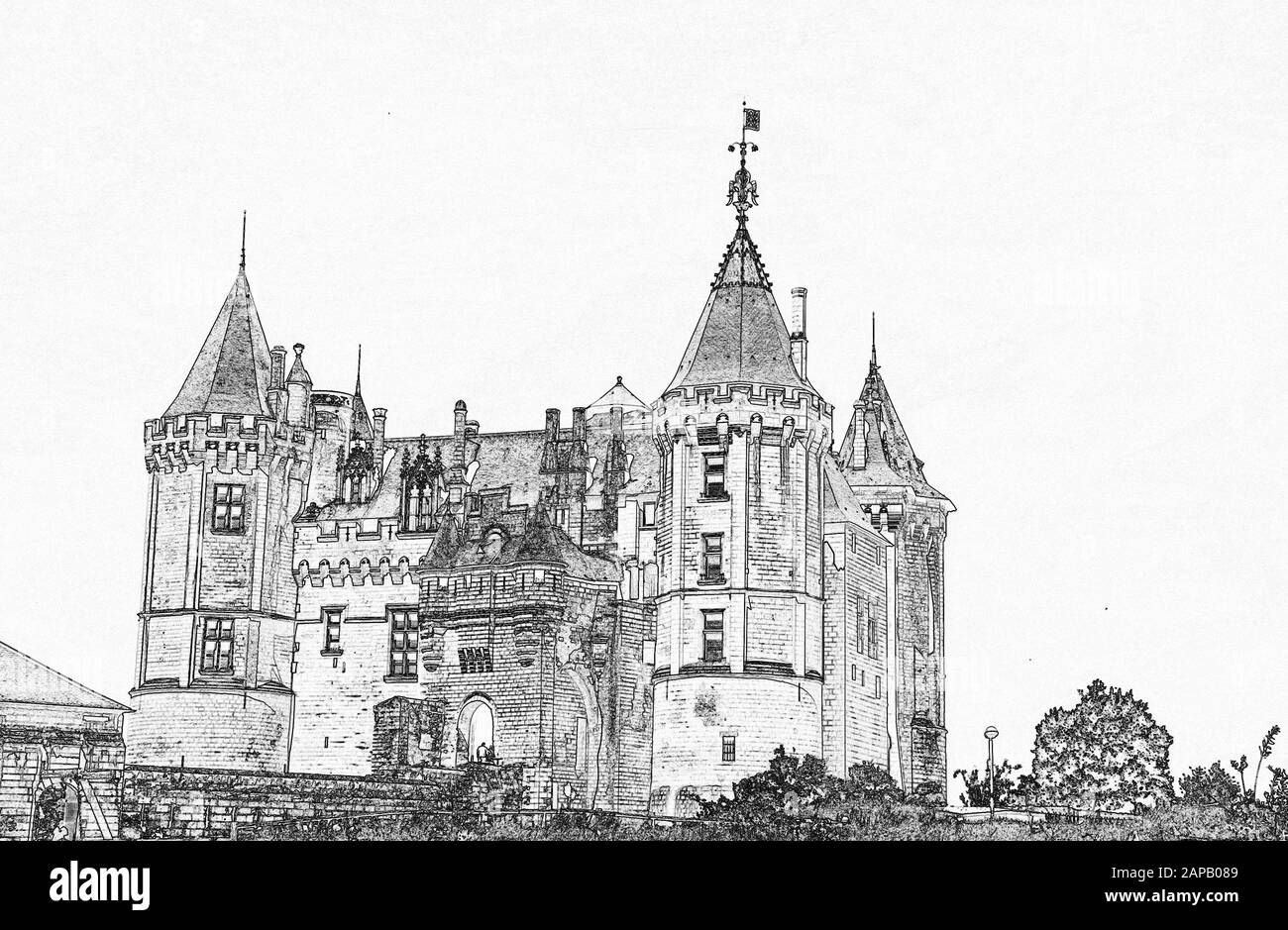 Schloss und Saumur Loire, Maine-et-Loire, Pays de la Loire, Frankreich Stockfoto