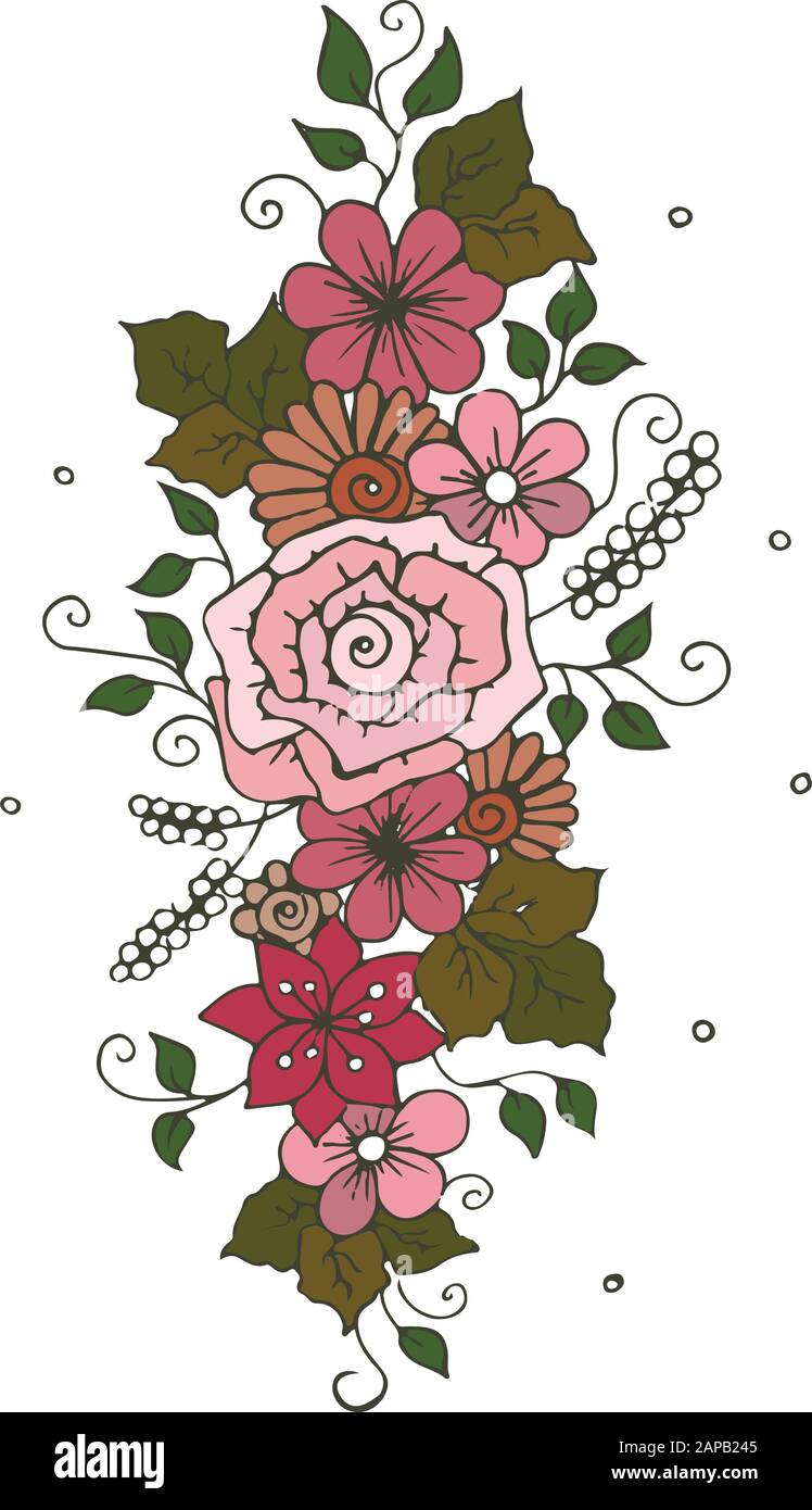 Blumenstrauß und Rosen-Vektor-Bild Stock Vektor