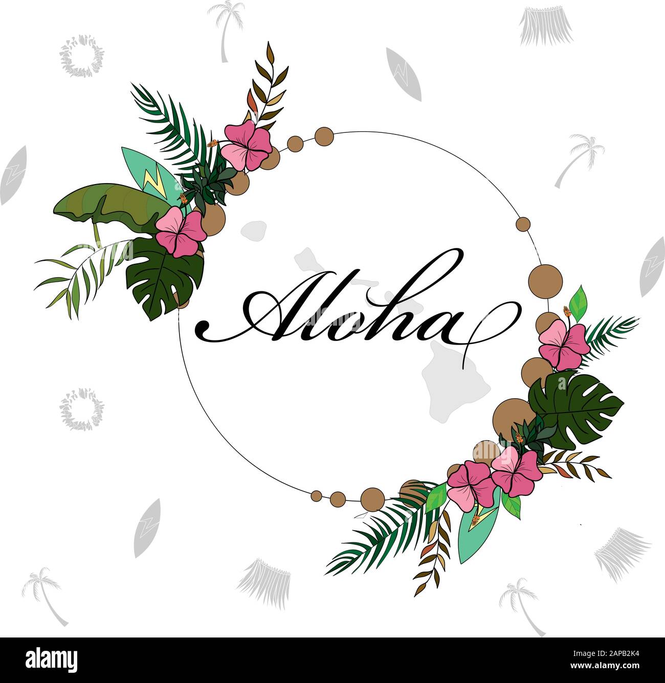 Platzierungsmuster im Thema "Aloha huwaii" Stock Vektor