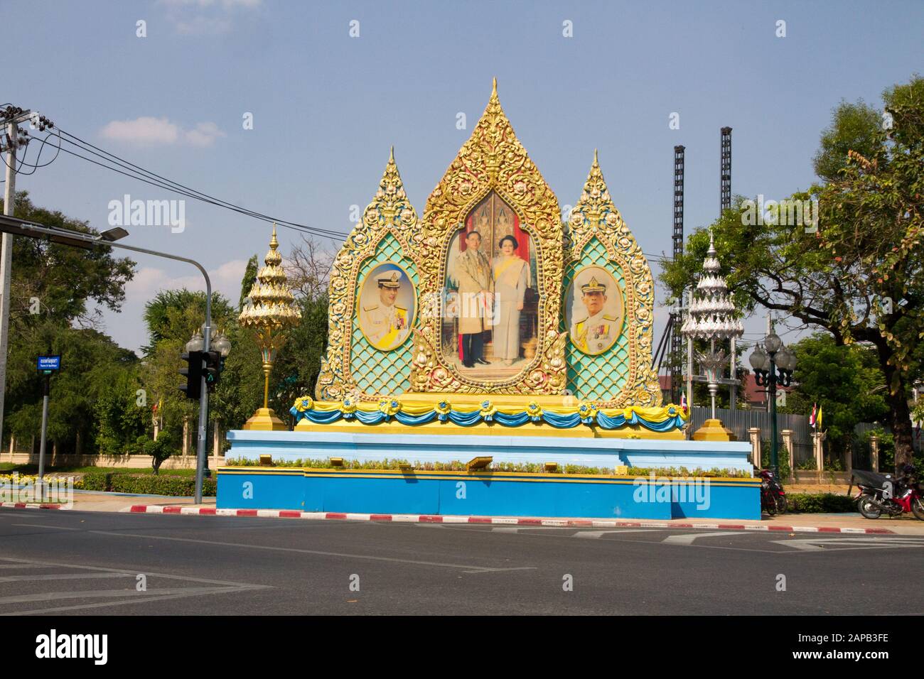 Thailand Bangkok Real Familien-Foto-Kartell auf der Straße Stockfoto