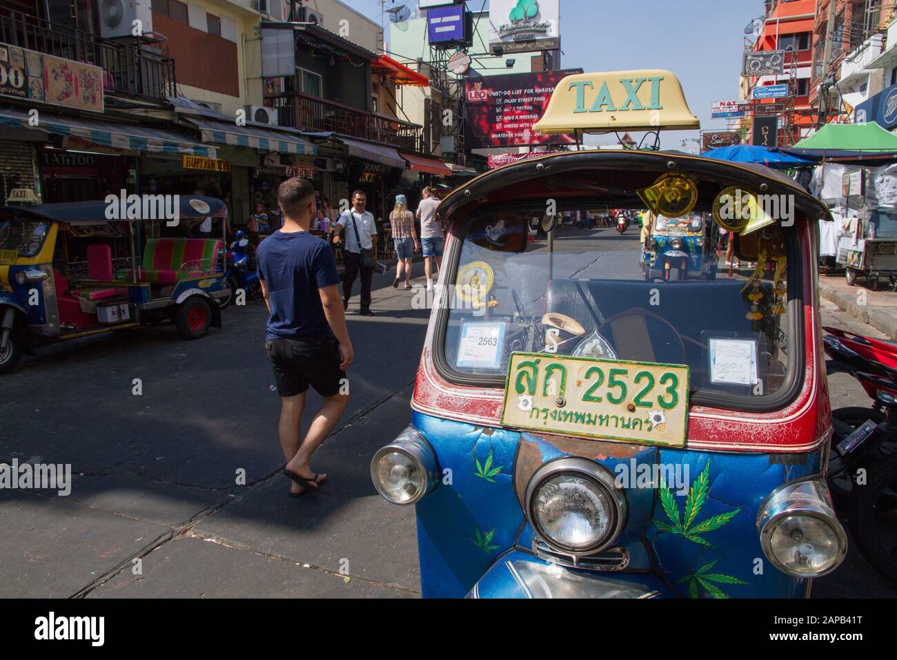 Tuk Tuk Thailand Bangkok Koa San Road Straße, Menschen Szene Stockfoto