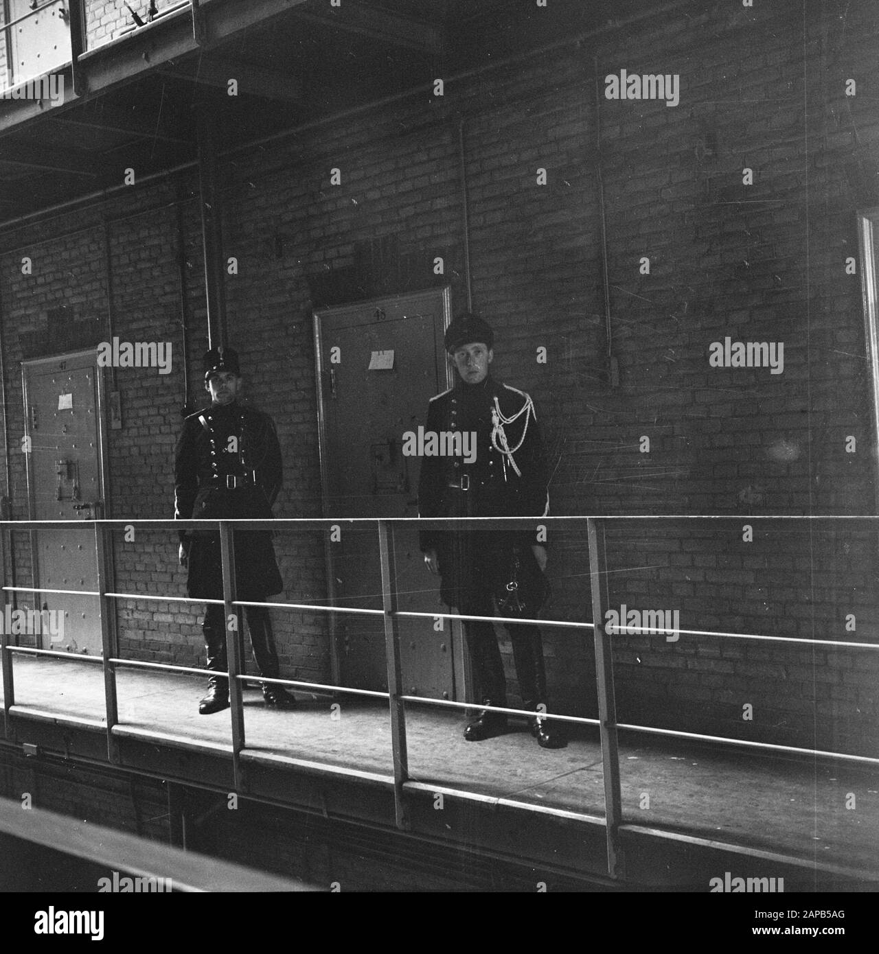 Beschreibung der Kriegsverbrecher: Zellkomplex für NSB-er im Strafgefängnis Scheveningen Datum: 8. Mai 1945 Ort: Scheveningen Schlüsselwörter: Befreiung, Gefängnisse, Polizei, Zweiter Weltkrieg Stockfoto