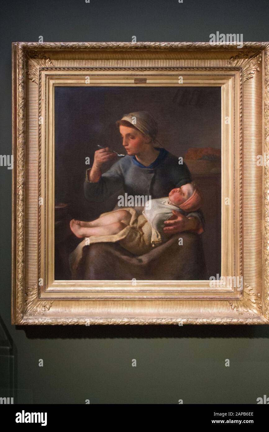 Palais Longchamp, Marseille: 150-Jähriges Bestehen.Ständige Sammlungen wiederhergestellt - Jean-François MILLET (1814-1875) La bouillie (1861) Stockfoto