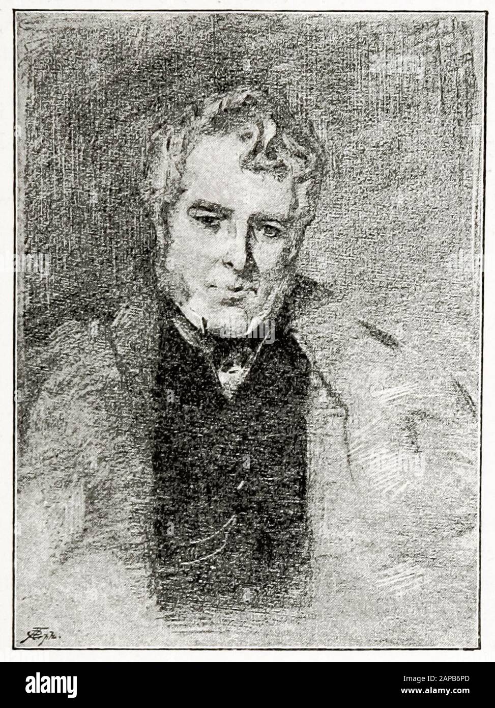 Lord Melbourne, William Lamb, 2. Viscount Melbourne (1779–1848), Premierminister des Vereinigten Königreichs Juli–November 1834 und 1835–1841, Porträtzeichnung, 1889-1890 Stockfoto