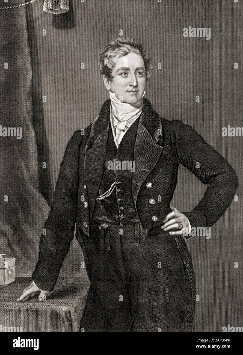 Sir Robert Peel, (1788-1850), 2nd Baronet, ehemaliger Premierminister des Vereinigten Königreichs, Porträtgravur, 1873 Stockfoto