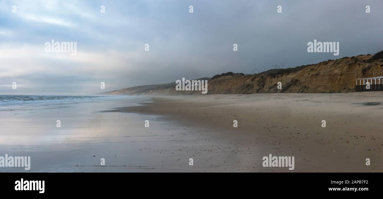Strände und Dünen in Matalascañas, Playa de Castilla, Matalascañas, Huelva, Spanien. Stockfoto