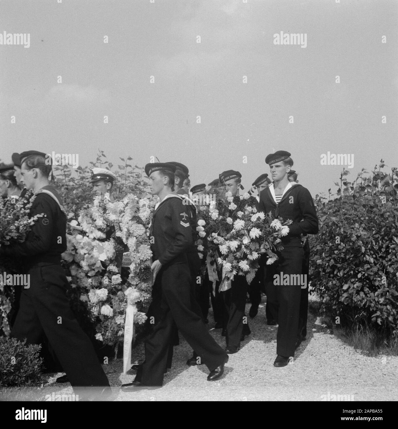 Beerdigung 3 Offiziere Den Haag. Verfahrensdatum: 27. Juli 1948 Schlagwörter: Beerdigung, OFFICIATS, Prozession Stockfoto
