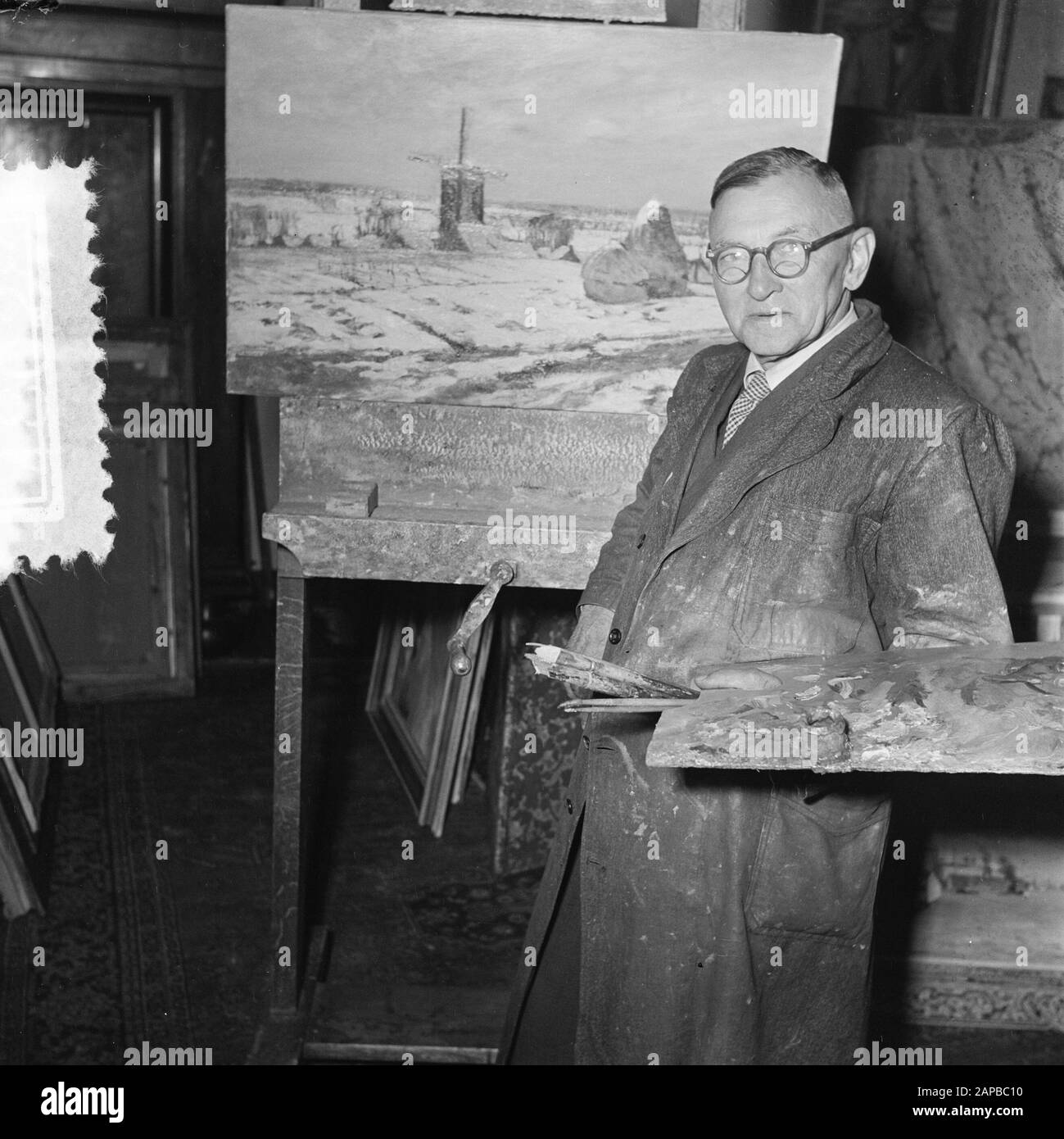 David Schulman Maler Laren 70 Jahre Datum: 11. Oktober 1951 Ort: Laren Schlüsselwörter: Maler persönlicher Name: David Schulman Stockfoto