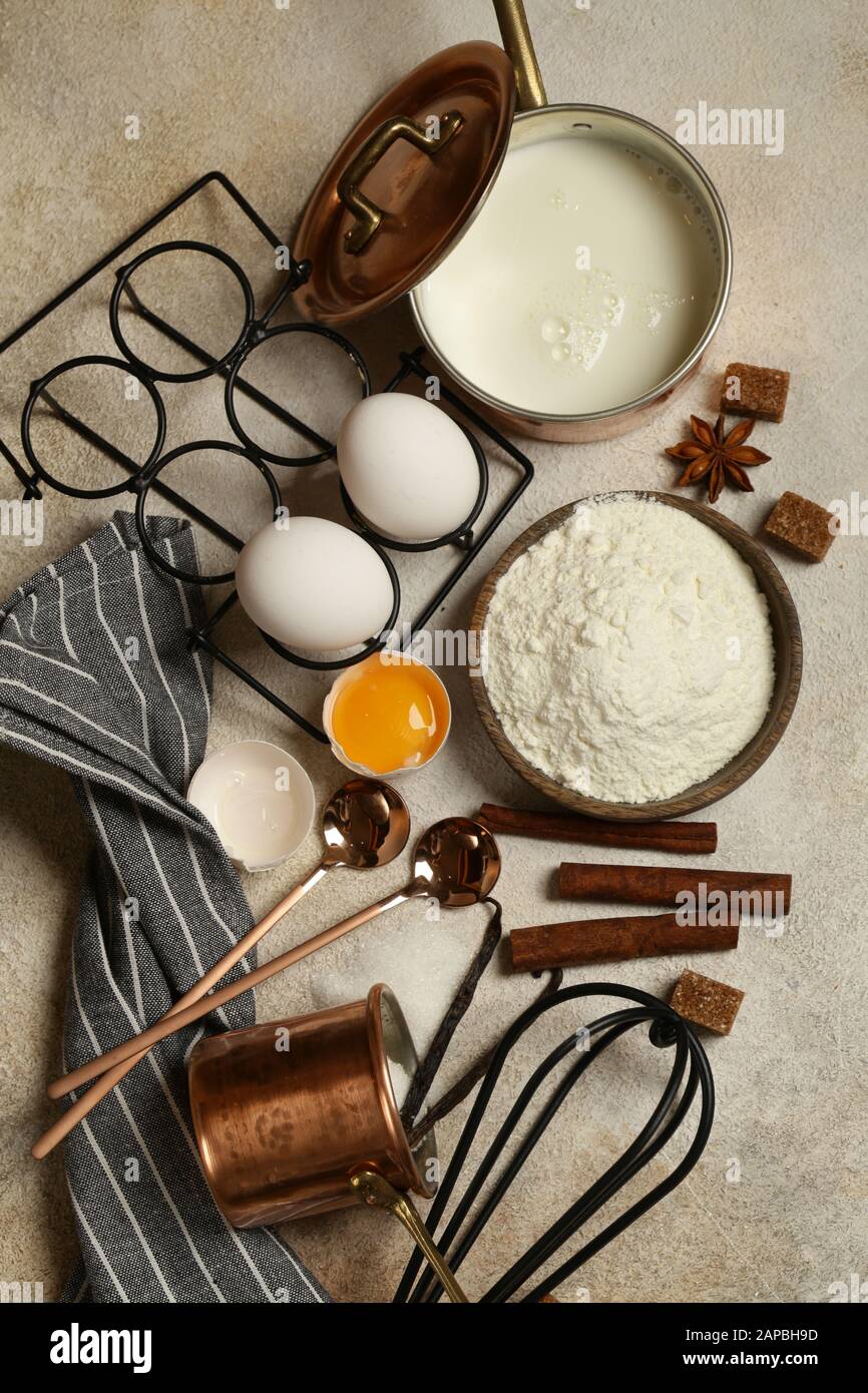 Back-Food-Zutaten Im Hintergrund Einstellen Stockfoto