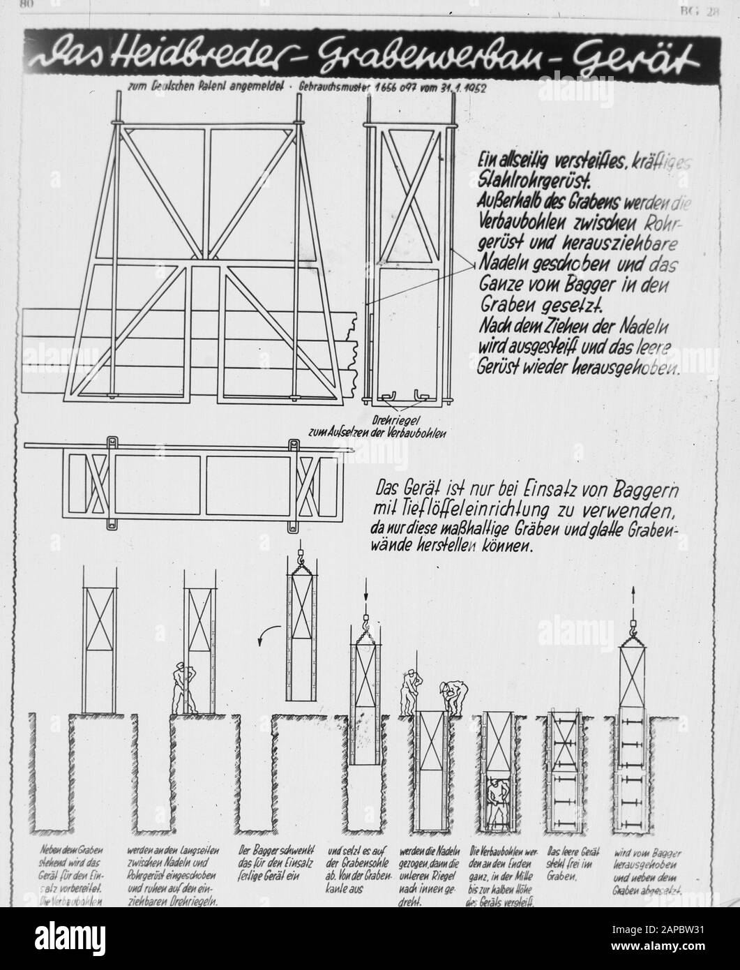 5x5 Zeichnung des deutschen Geräts für Streben von Schlitzen Datum: Undatierte Schlüsselwörter: Schlitze, Zeichnungen Stockfoto