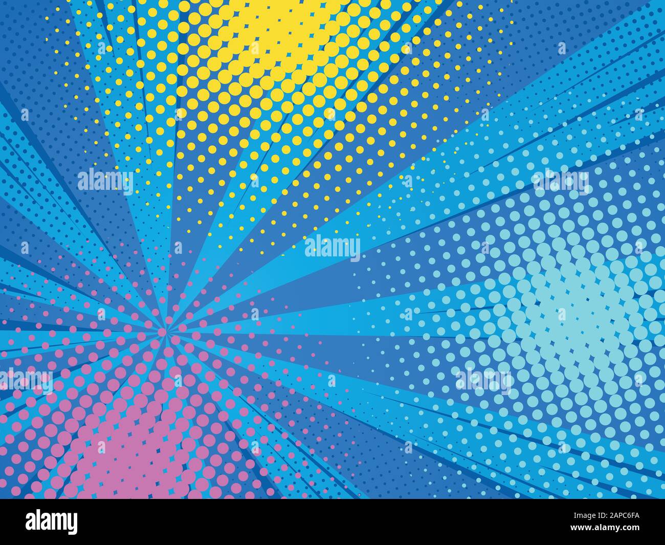 Comic Pop Art Hintergrund Geschwindigkeit Linien Halbton Punkte. Cartoon Vektorgrafik Stock Vektor