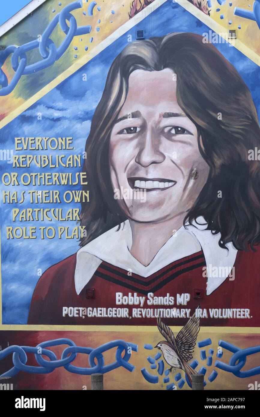 Katholische (republikanische) Wandbilder rund um den Stadtteil Falls Road in Belfast, Nordirland Stockfoto