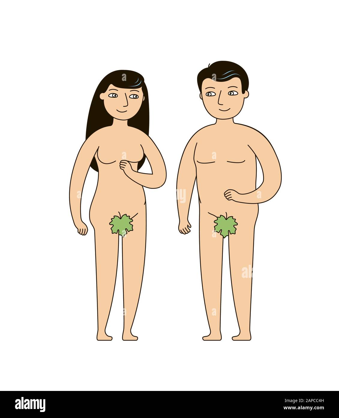 Adam und Eva. Biblische Erzählung des menschlichen Ursprungs. Vektorgrafik Stock Vektor