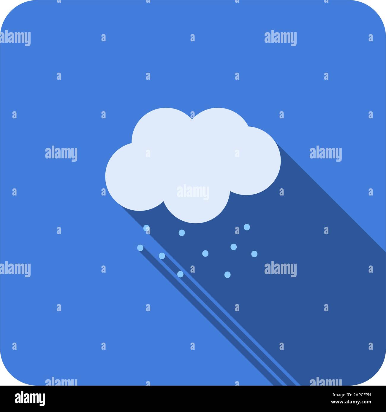 Symbol für Wolke-fallende Schneedecke mit langem Schattenvektor Stock Vektor