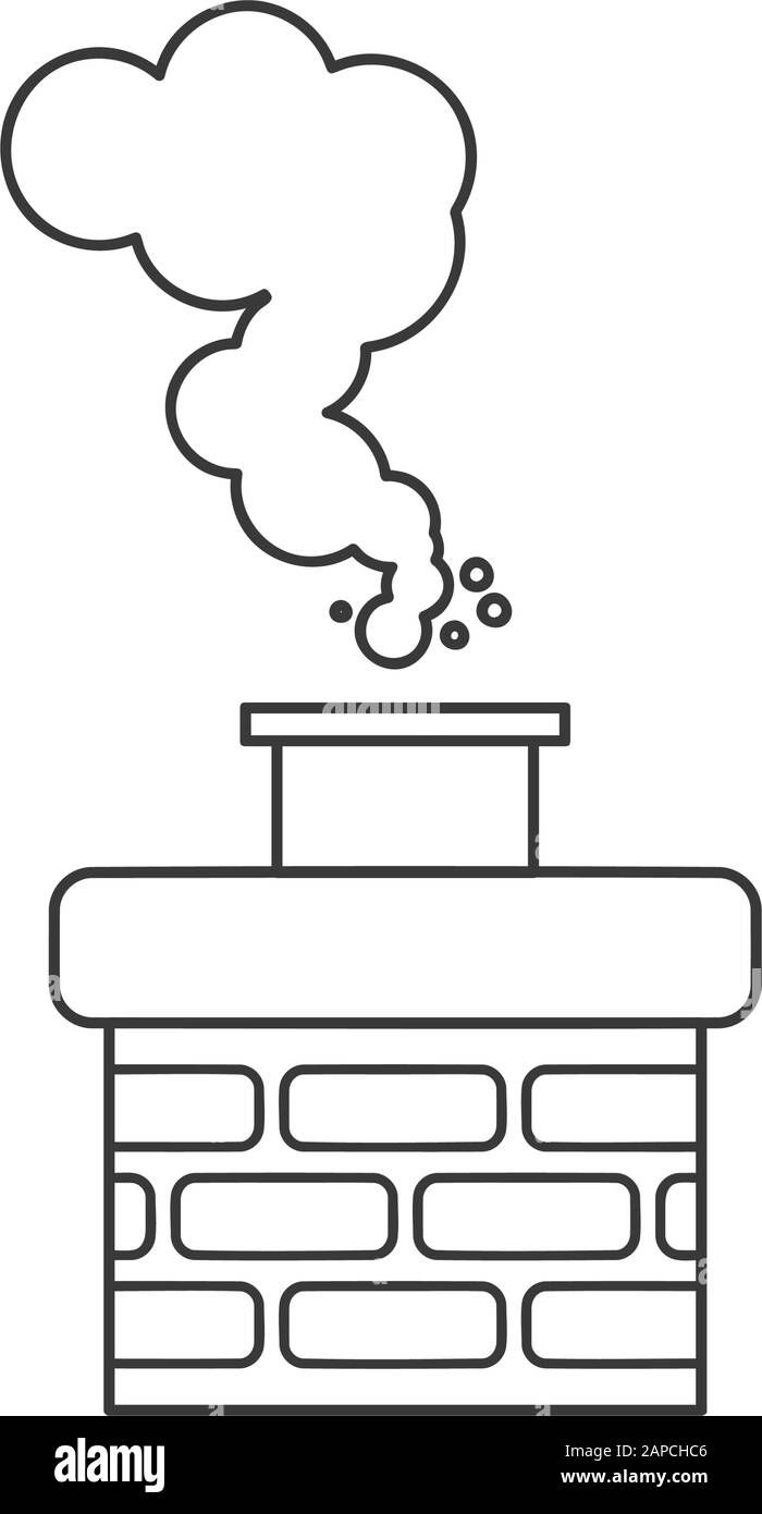 Rauchschornstein Symbol für das Schornsteinfegerkonzept in Vektorlinienzeichnung Stock Vektor