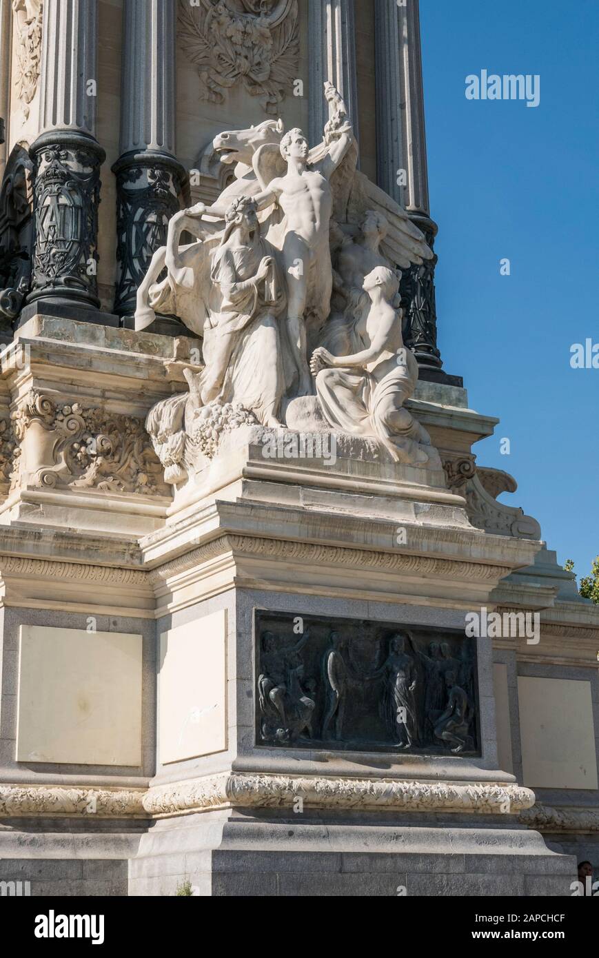 Denkmal für König Alfonso, 12. Mai, im Retiro Park, Madrid, Spanien Stockfoto