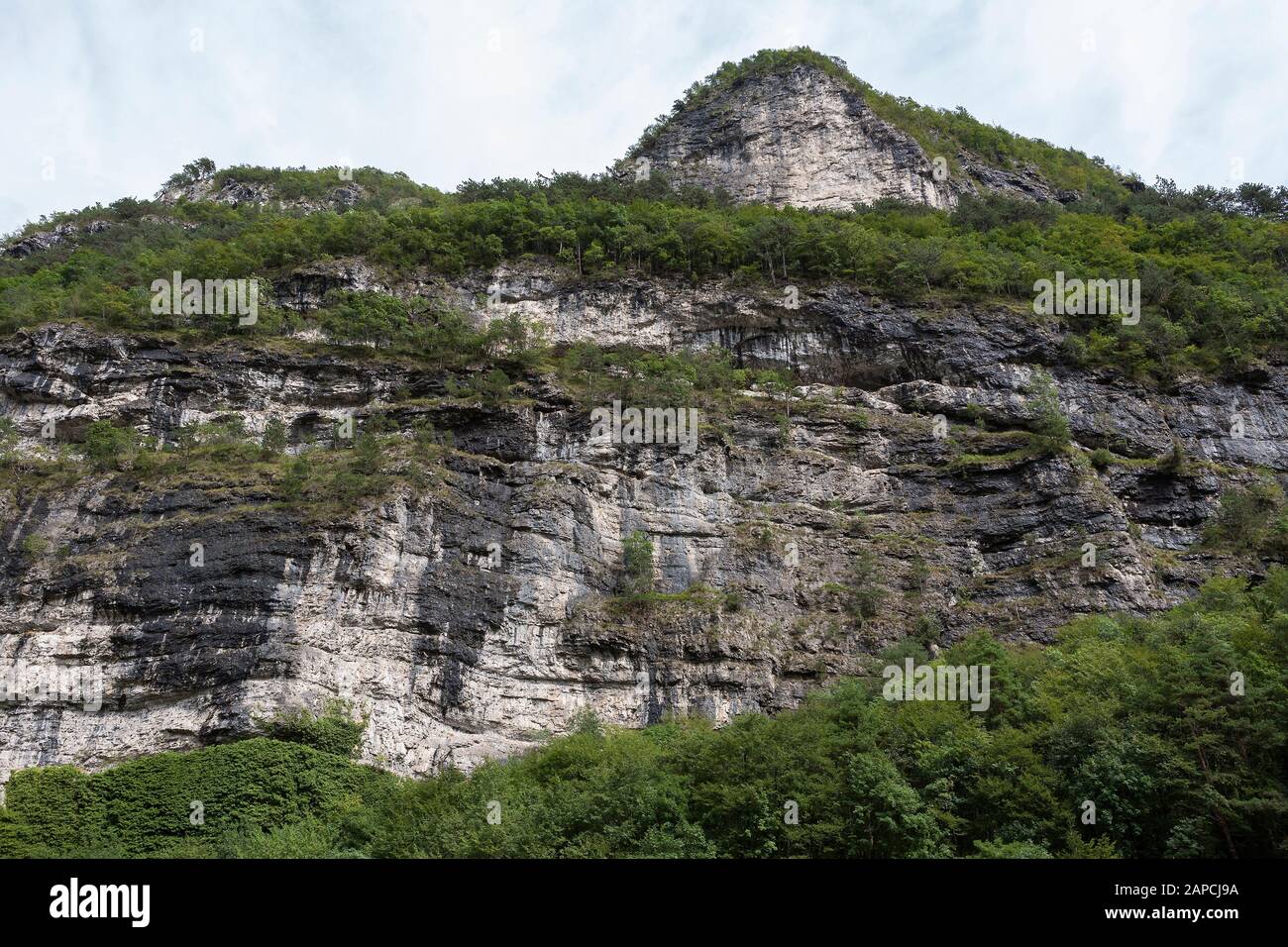 Steile Seiten des Colon de Costa Bramosa im Val Cordevale bei La Stanga in den Dolen, Provinz Belluno, Venetien, Italien Stockfoto