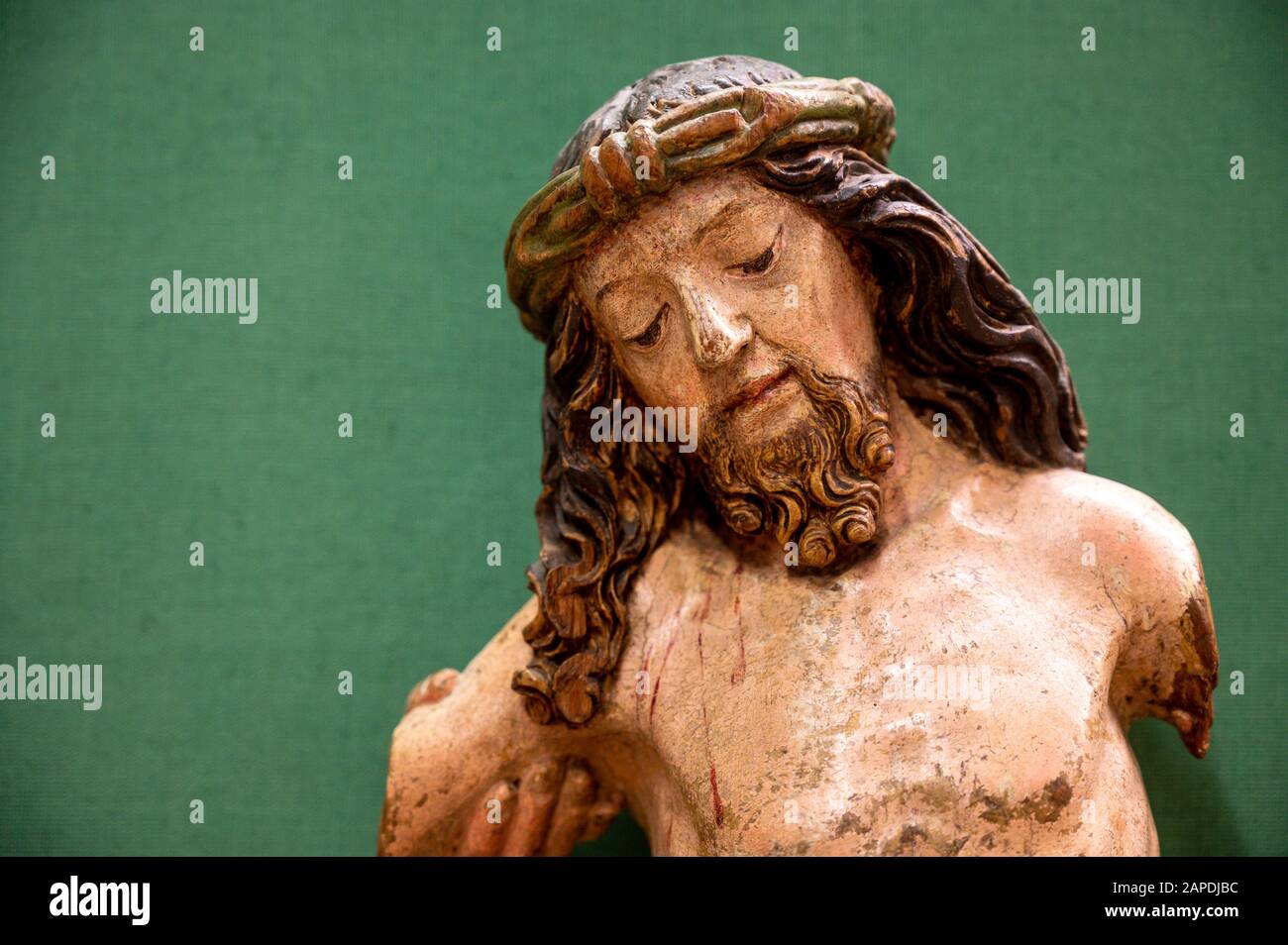Skulptur von Jesus Christus. Hälfte des 15. Jahrhunderts. Teil von "Grace Throne". Stockfoto