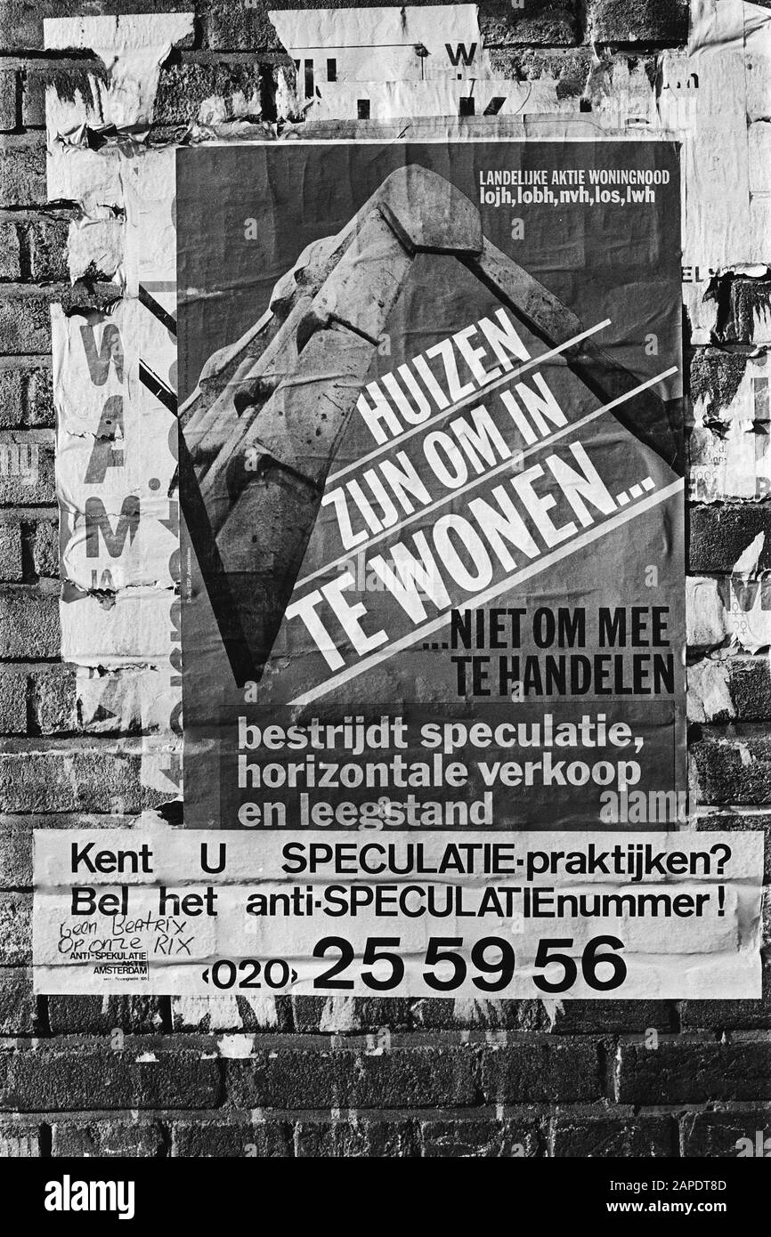 Plakat "Anti-Wohnungsspekulation" Datum: 19. Februar 1980 Schlagwörter: Plakate Stockfoto