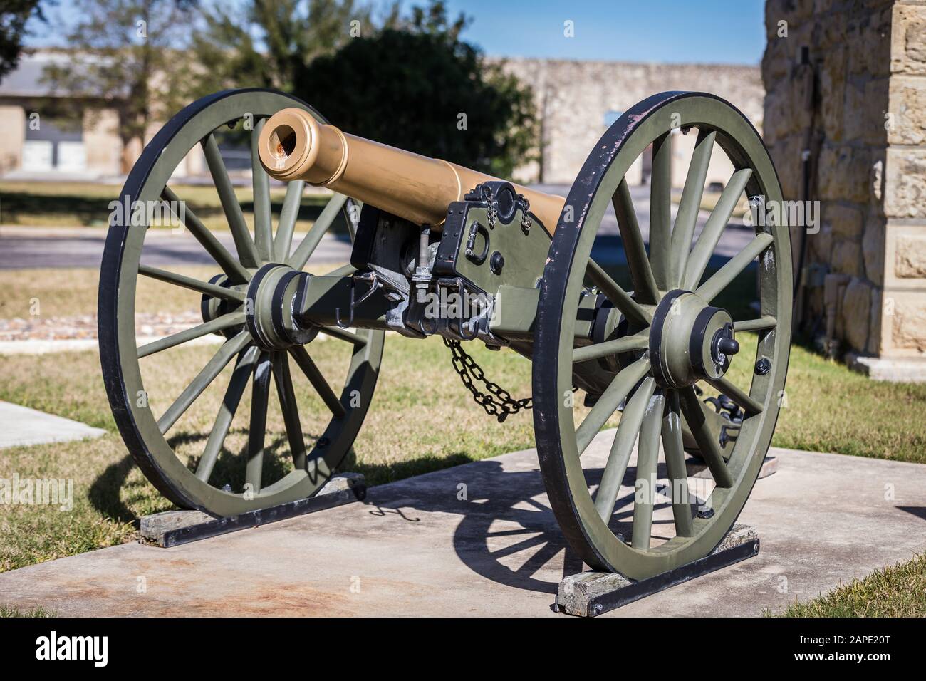 Kanone aus der Zeit des Bürgerkrieges in San Antonio, Texas, USA Stockfoto