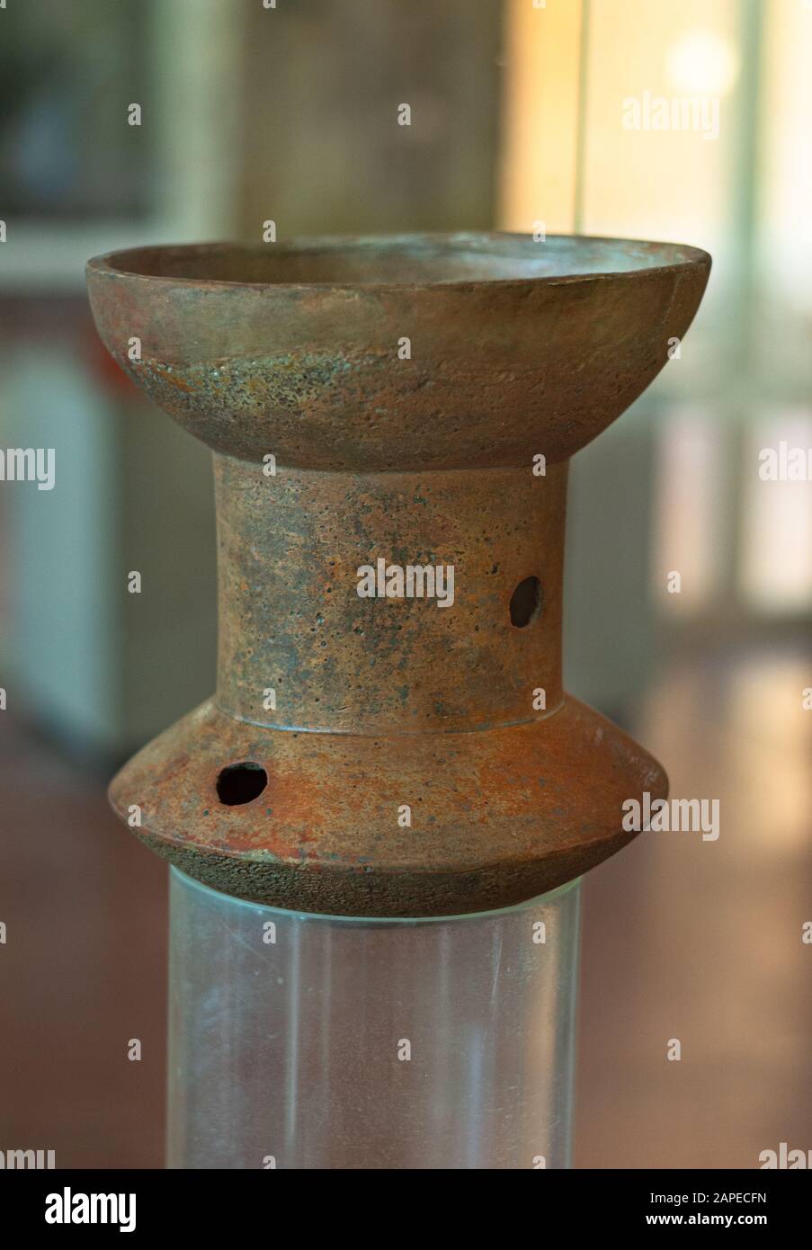 Maya-Keramik-Trommel im Dzibilchaltun Museum Stockfoto