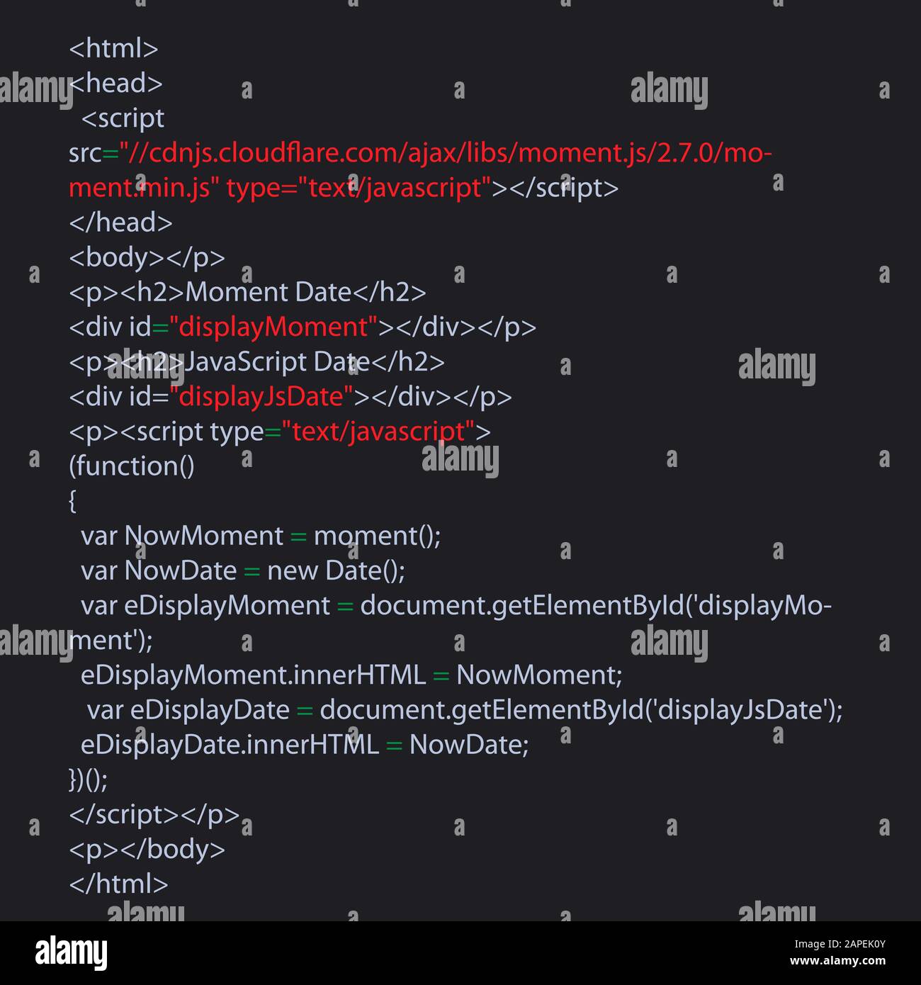 Java Script Code Text. Vektorkonzept für die Codierung von Computersoftware. Codierung von Skripttext auf dem Bildschirm. Stock Vektor