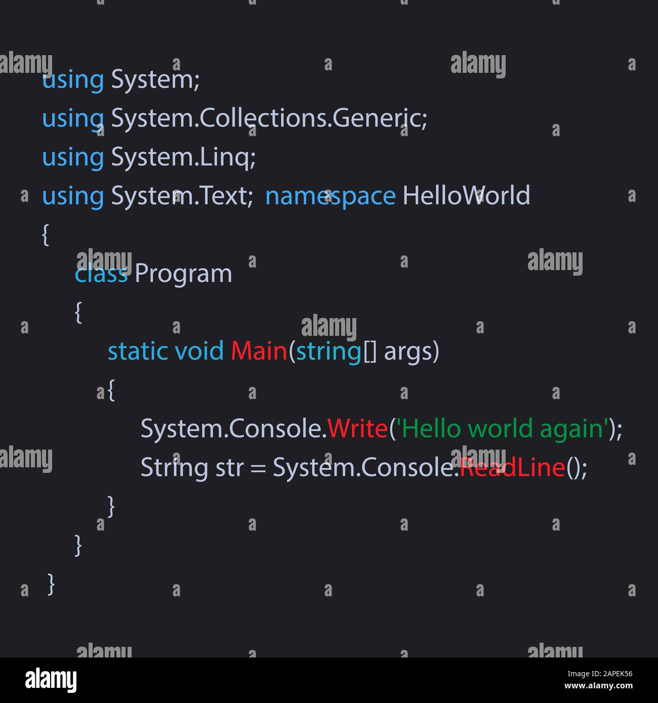 C scharfer Codetext. Vektorkonzept für die Codierung von Computersoftware. Informatikunterricht. Stock Vektor
