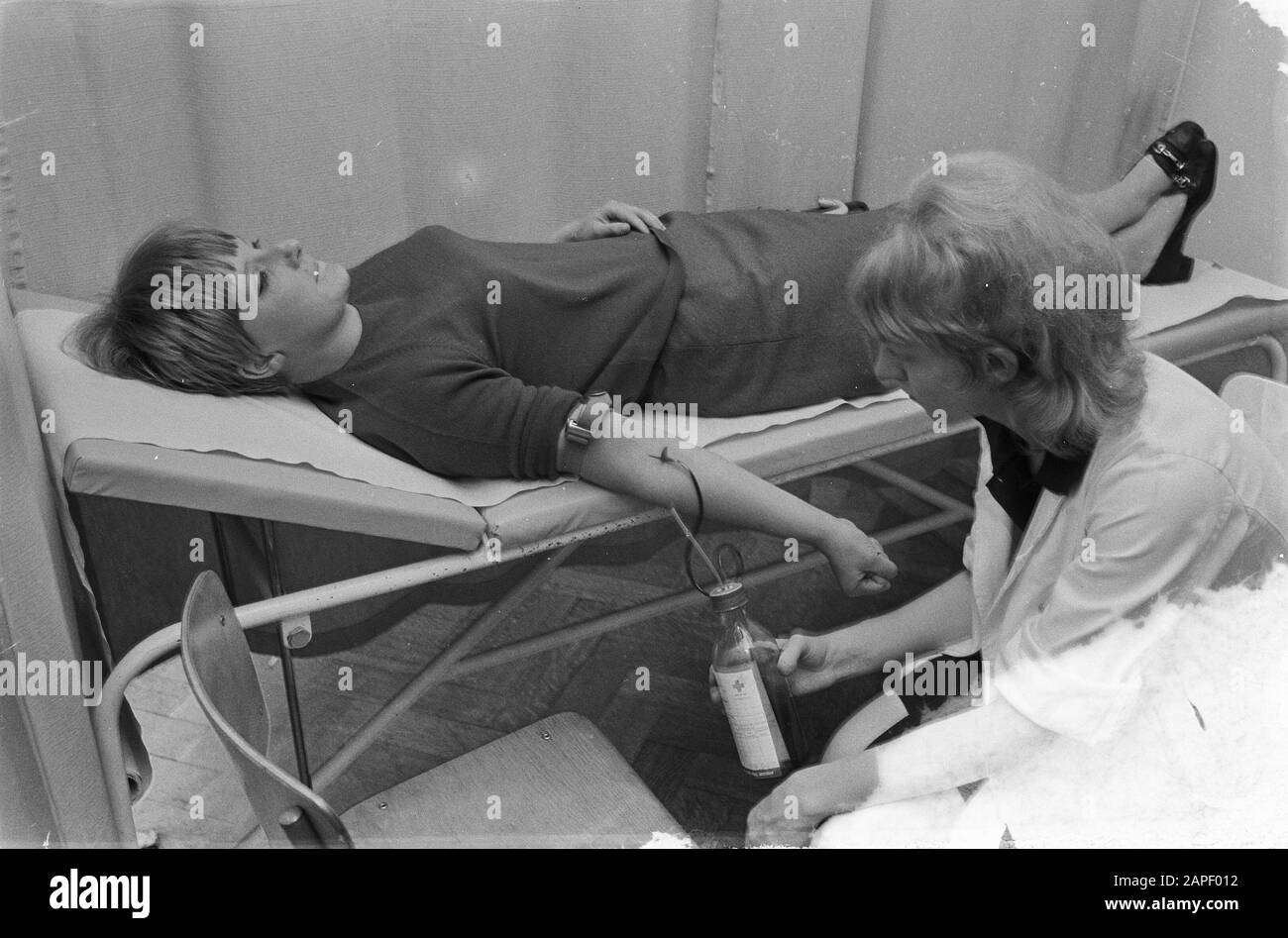 Blut für Israel, Fräulein gibt Blut bei Amsterdams Rotes Kreuz Datum: 6. Juni 1967 Ort: Amsterdam, Noord-Holland Institutionenname: Rotes Kreuz Stockfoto