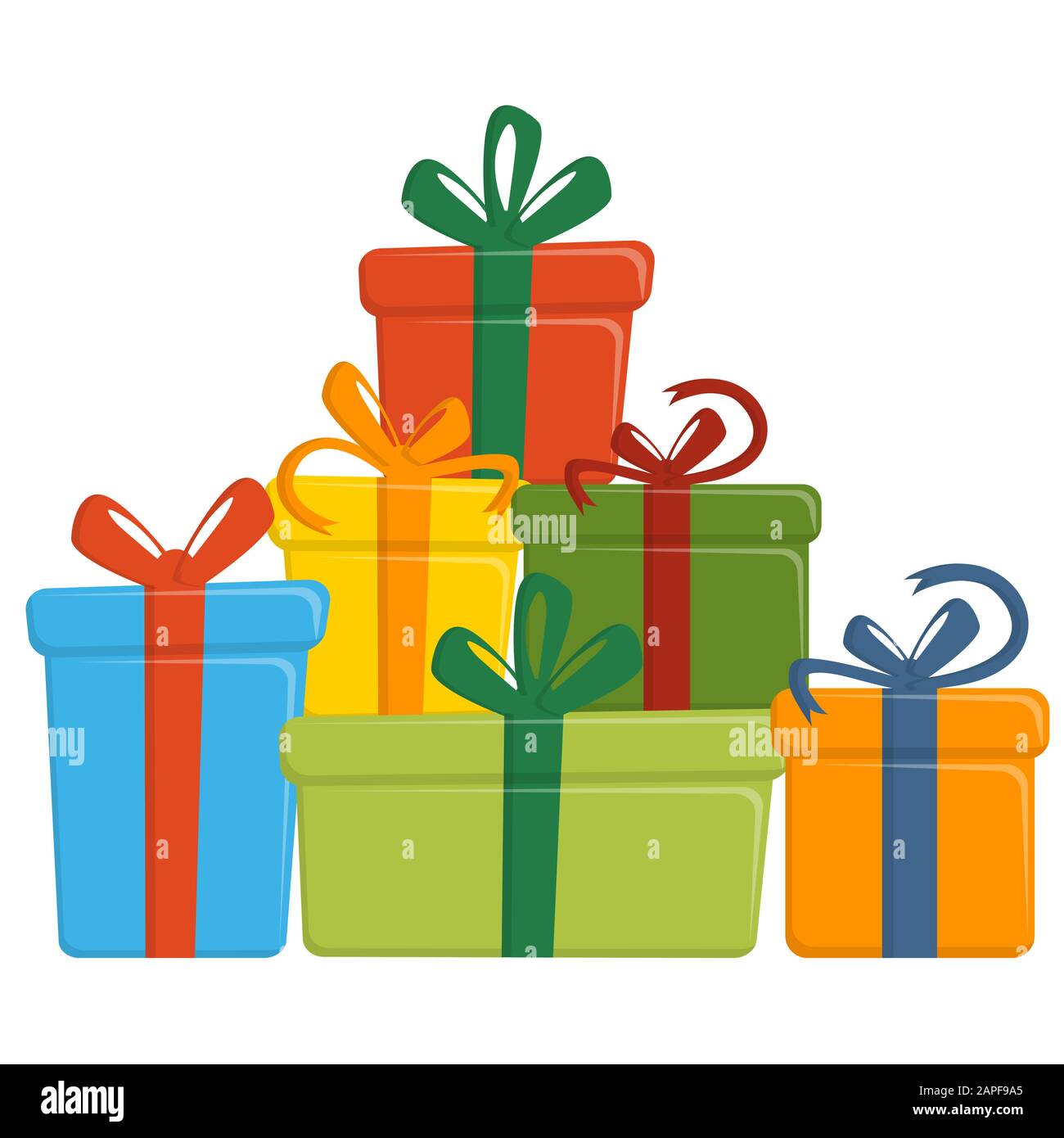 Ein Haufen Weihnachtsgeschenke mit farbigem Verpackungspapier Stock Vektor