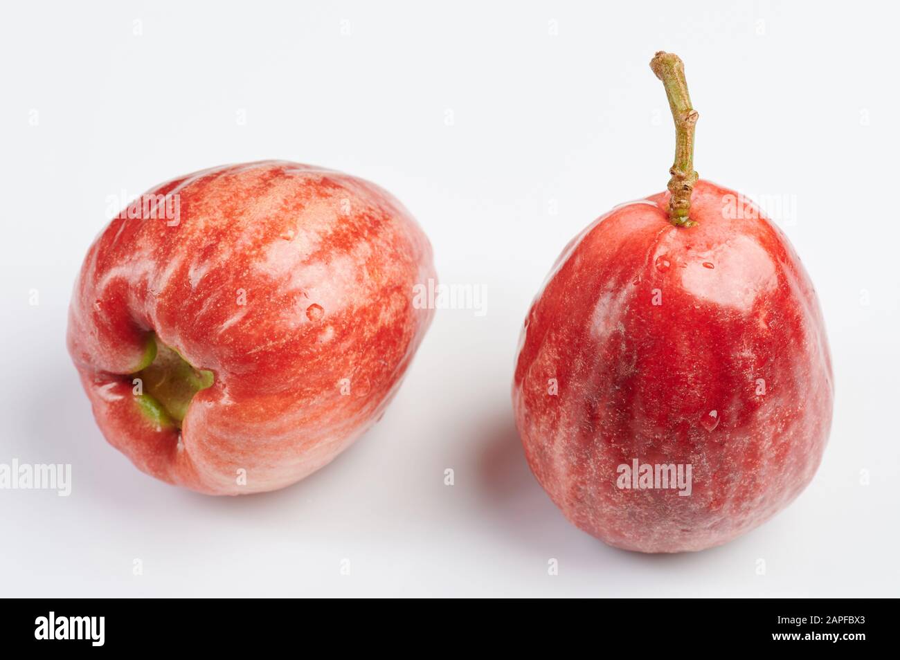 Rote exotische apfelfrucht isoliert auf weißem Hintergrund Stockfoto
