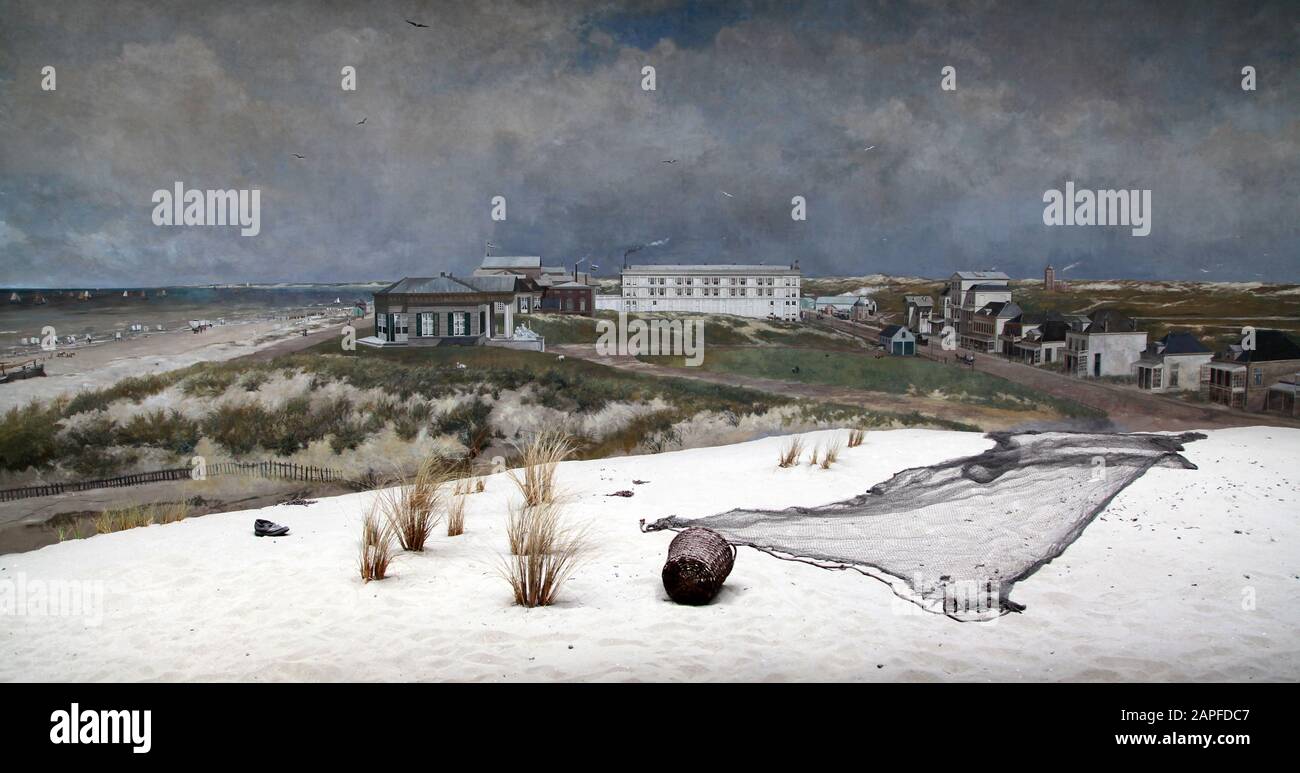 Panorama Mesdag ein 360-grad-blick auf das Meer die Dünen und das Fischerdorf Scheveningen, wie es im Jahr 1881 war.Gemalt von Hendrik Willem Mesdag, Stockfoto