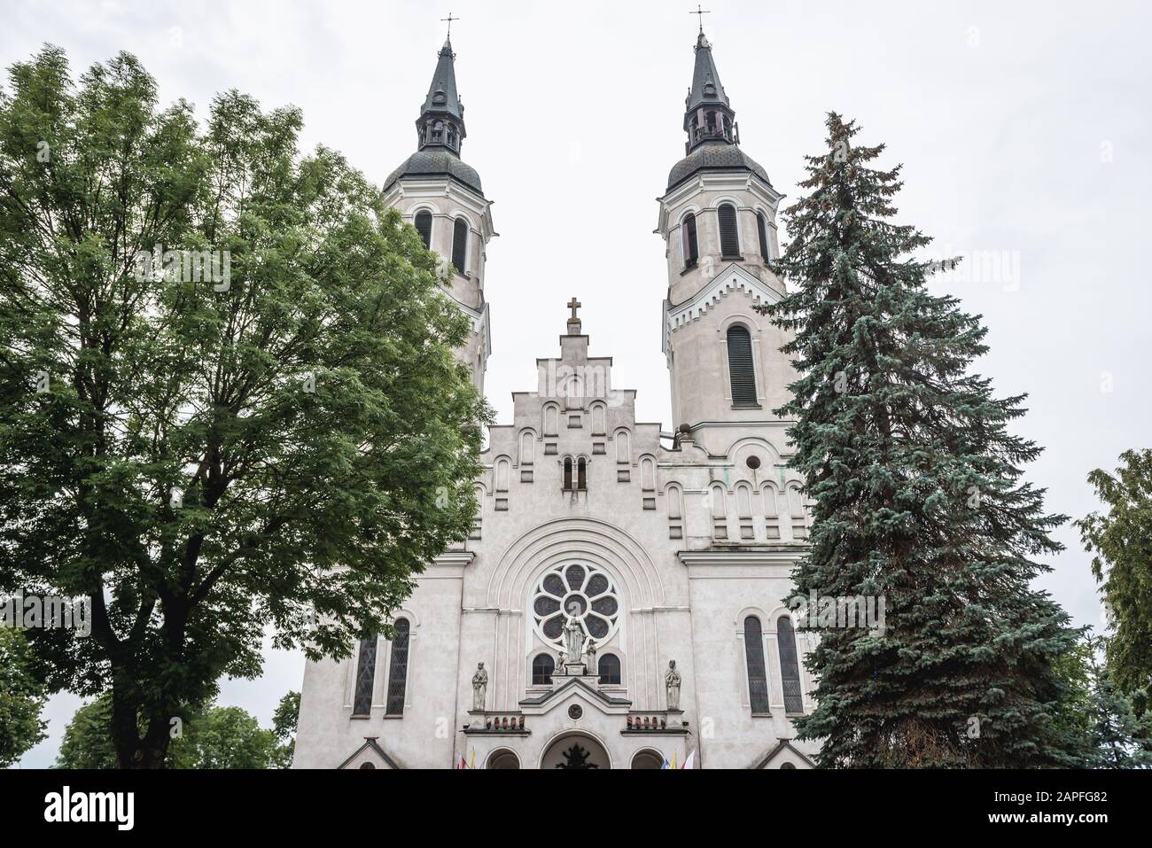 Die Basilika des Heiligsten Herzens Jesu in der Stadt Augustow in der Wojewodschaft Podlaskie im Nordosten Polens Stockfoto