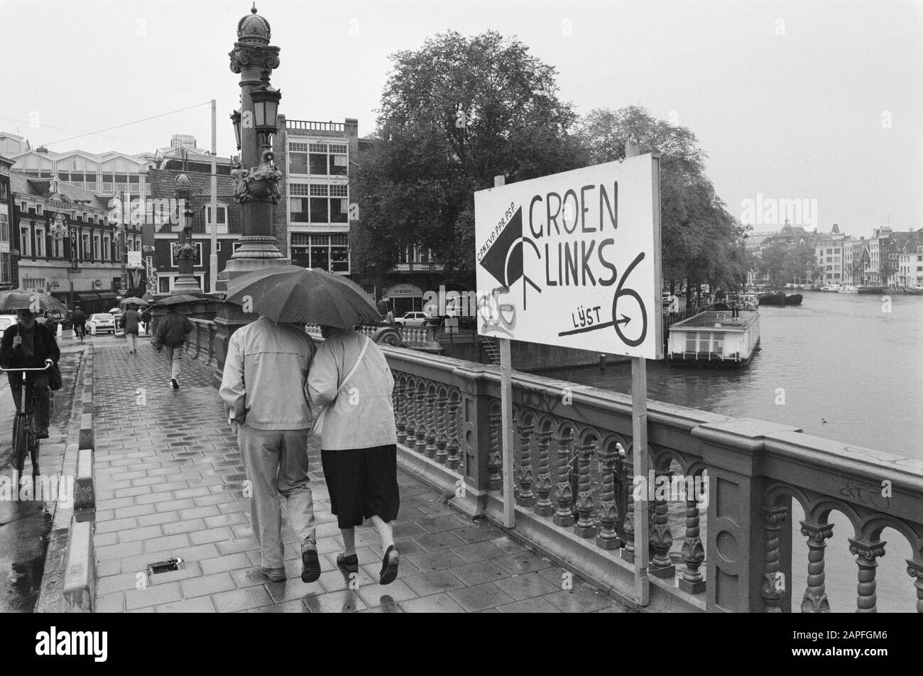 Bridge Board Green Left für die anstehenden Parlamentswahlen Datum: 31. August 1989 Stichworte: Zeichen, Politik, Wahlen Stockfoto