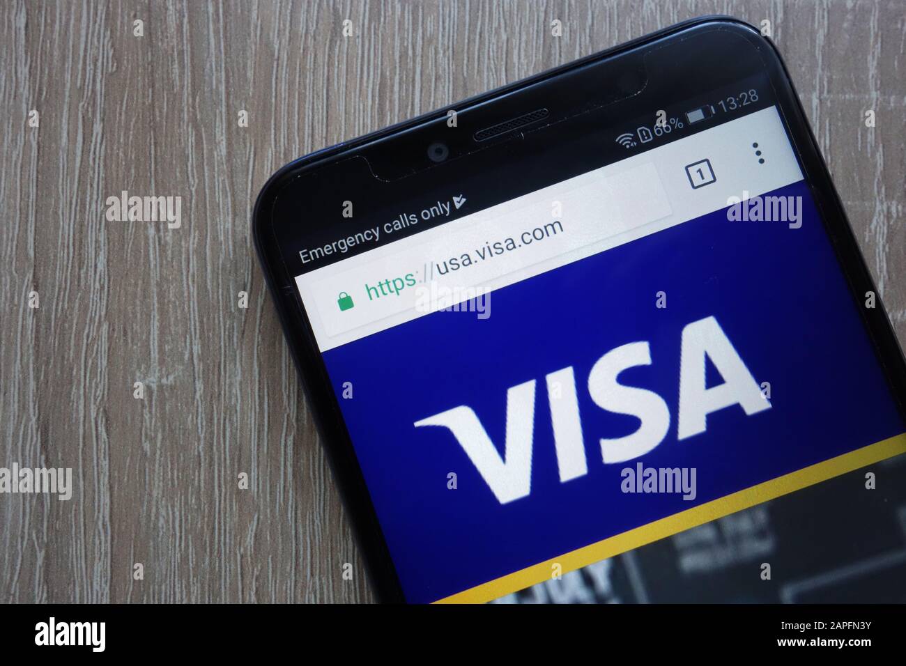 Visa-Firmenwebsite auf einem modernen Smartphone angezeigt Stockfoto