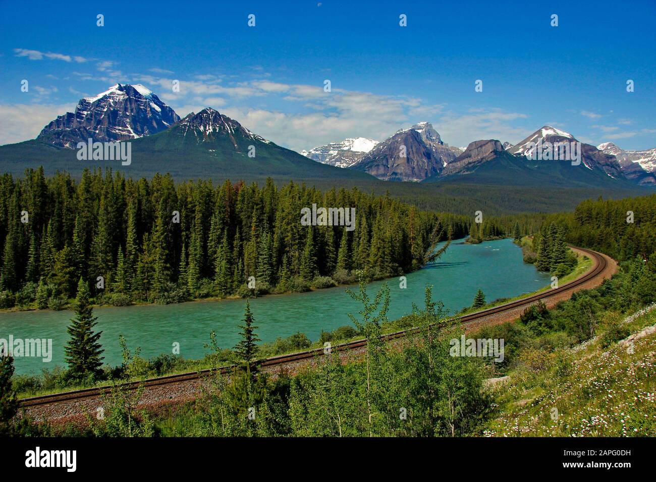 Morant's Curve, Bow River, Banff National Park, Rocky Mountains, Alberta, Kanada Stockfoto