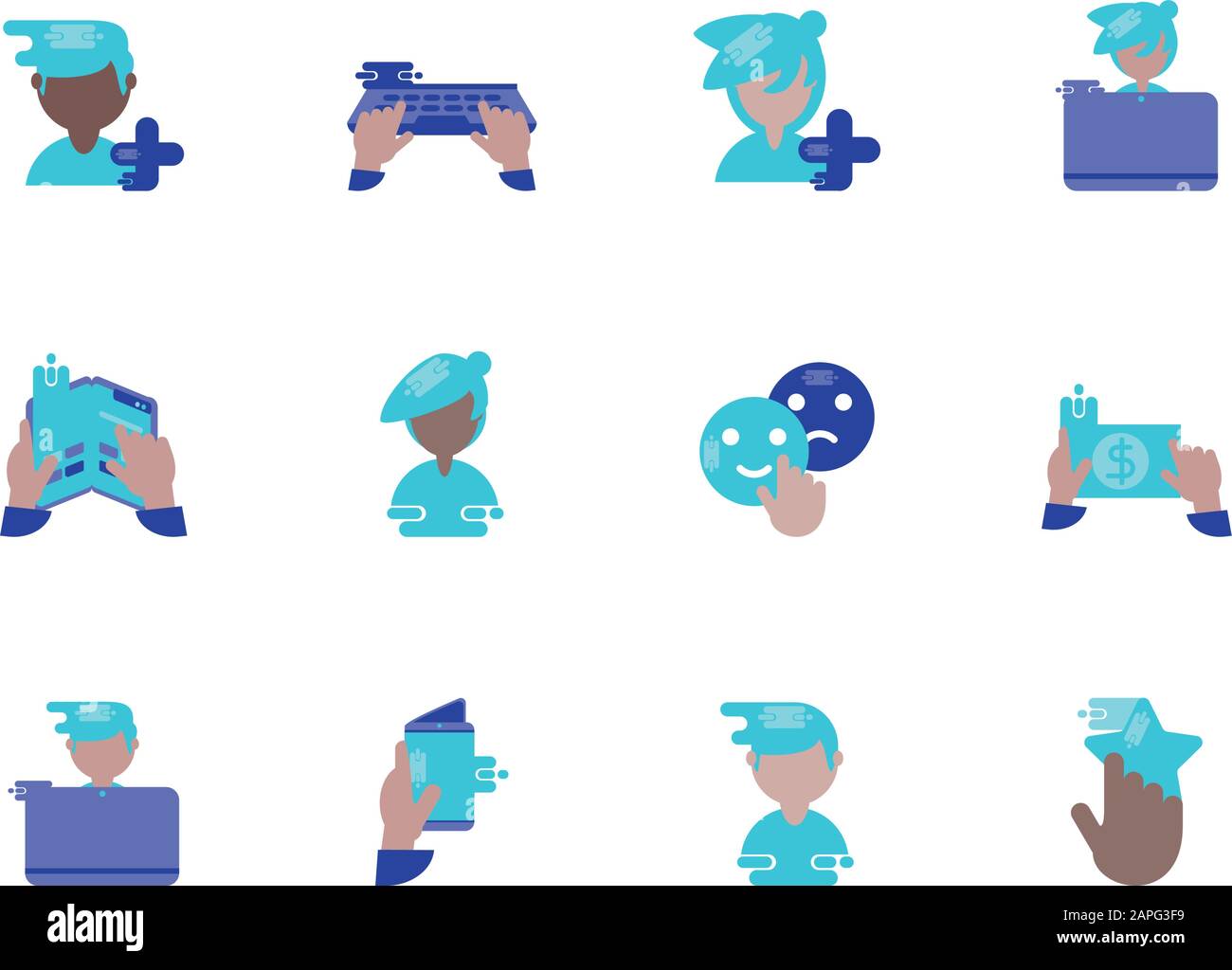 Icon Set Design, Social Media Multimedia Kommunikation Digital Marketing  und