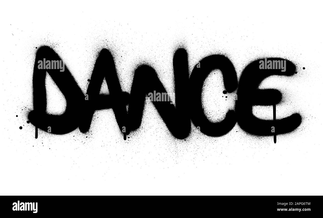 Graffiti-Tanzwort schwarz über weiß gespritzt Stock Vektor
