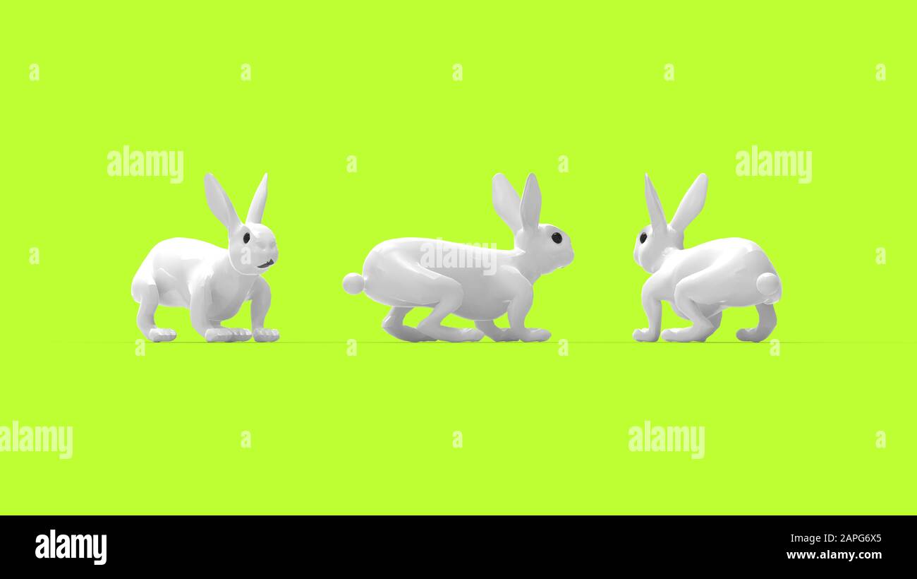 3D-Rendering eines Hasen, das im Hintergrund des leeren Raums isoliert ist Stockfoto