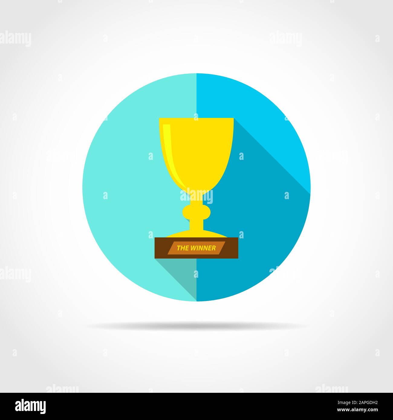 Weißer Becher in flachem Design mit langem Schatten. Vektorgrafiken. Einfaches Tassensymbol auf blauem Rundknopf. Stock Vektor