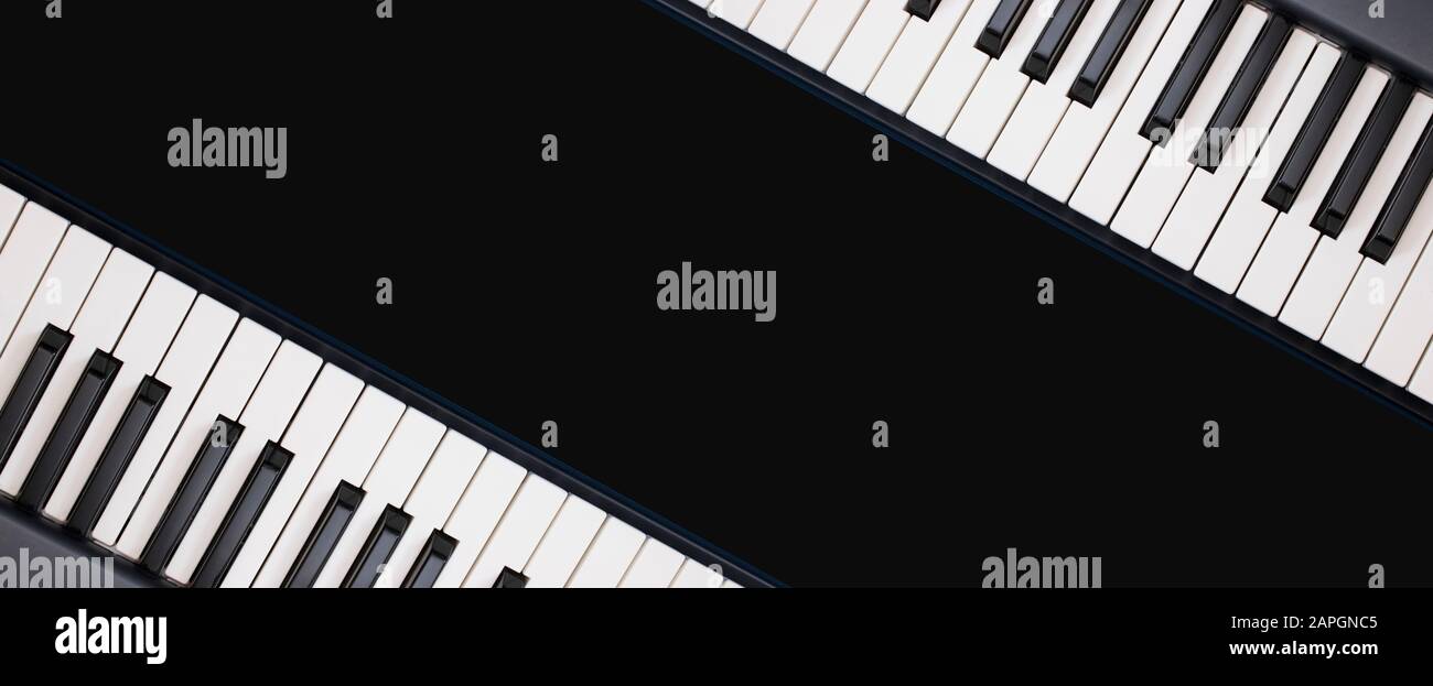 Musikalische Tastatur, Instrument Mockup, Ansicht von oben Stockfoto