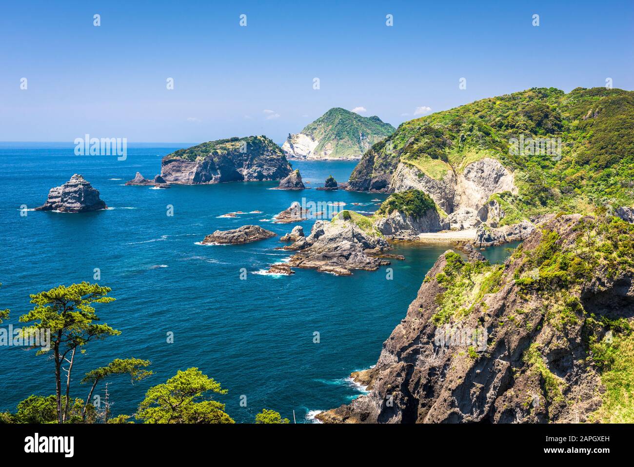 Natürliche Küstenlandschaft der Izu-Halbinsel, Shizuoka, Japan. Stockfoto