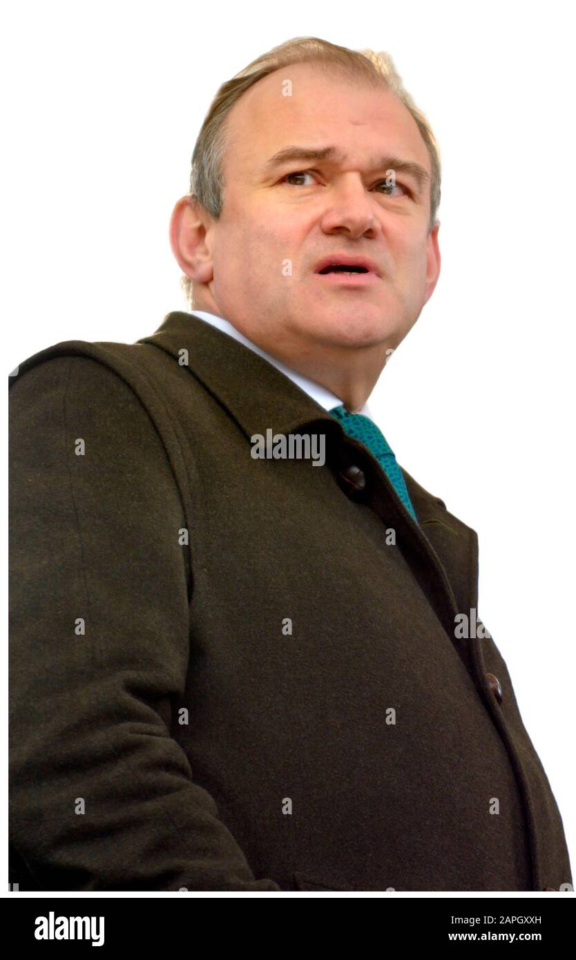 Ed Davey MP (LibDem: Kingston und Surbiton) vorübergehend in einem BBC-TV-Studio auf College Green, Westminster, März 2019 Stockfoto