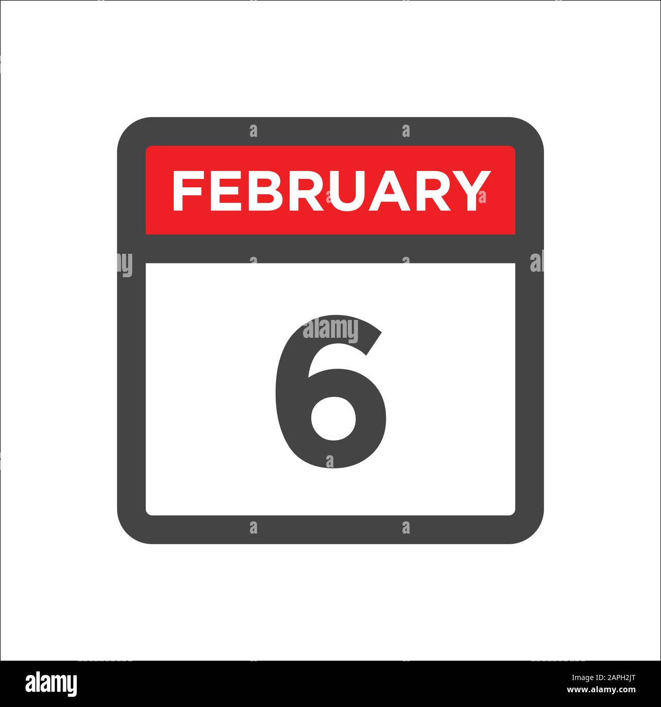 Kalendersymbol vom 6. Februar mit Tag und Monat Stock Vektor