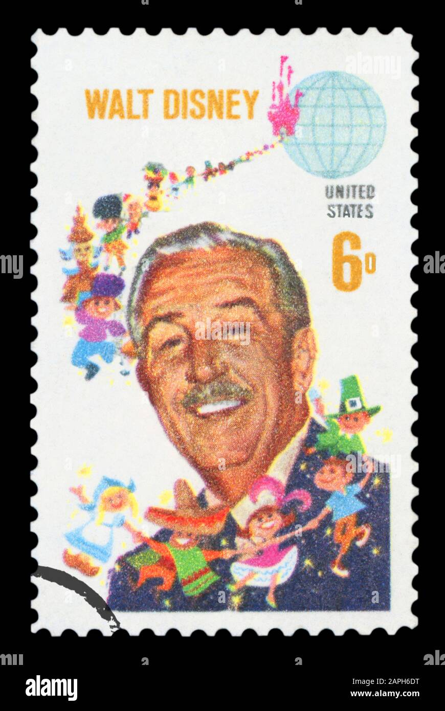 Walt Disney - Filmproduzent, Briefmarke, 1968, Schauspieler, USA Stockfoto