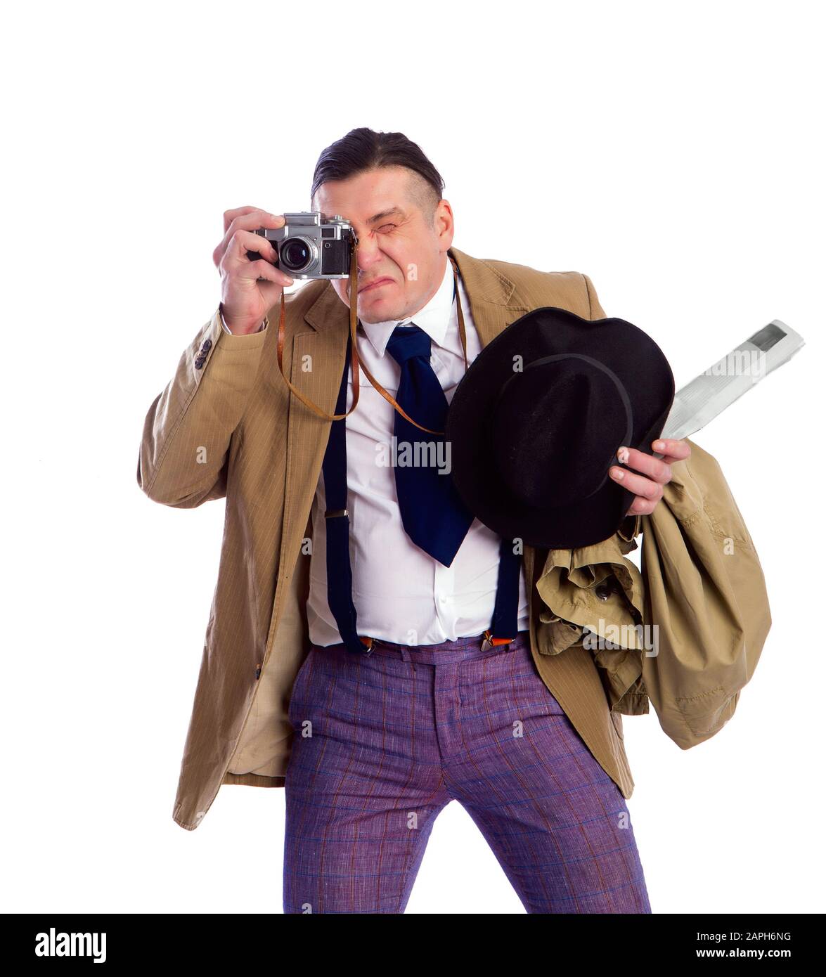 Alter Pressefotograf Stockfoto